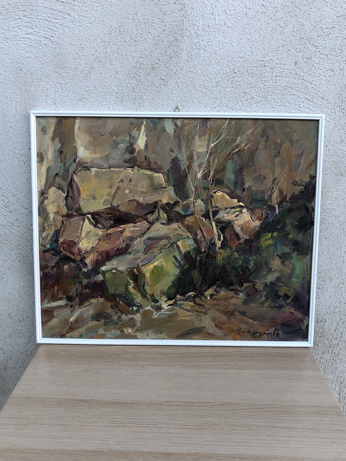 Quadro vintage -Paesaggio Montuoso- dipinto a olio su tavoletta