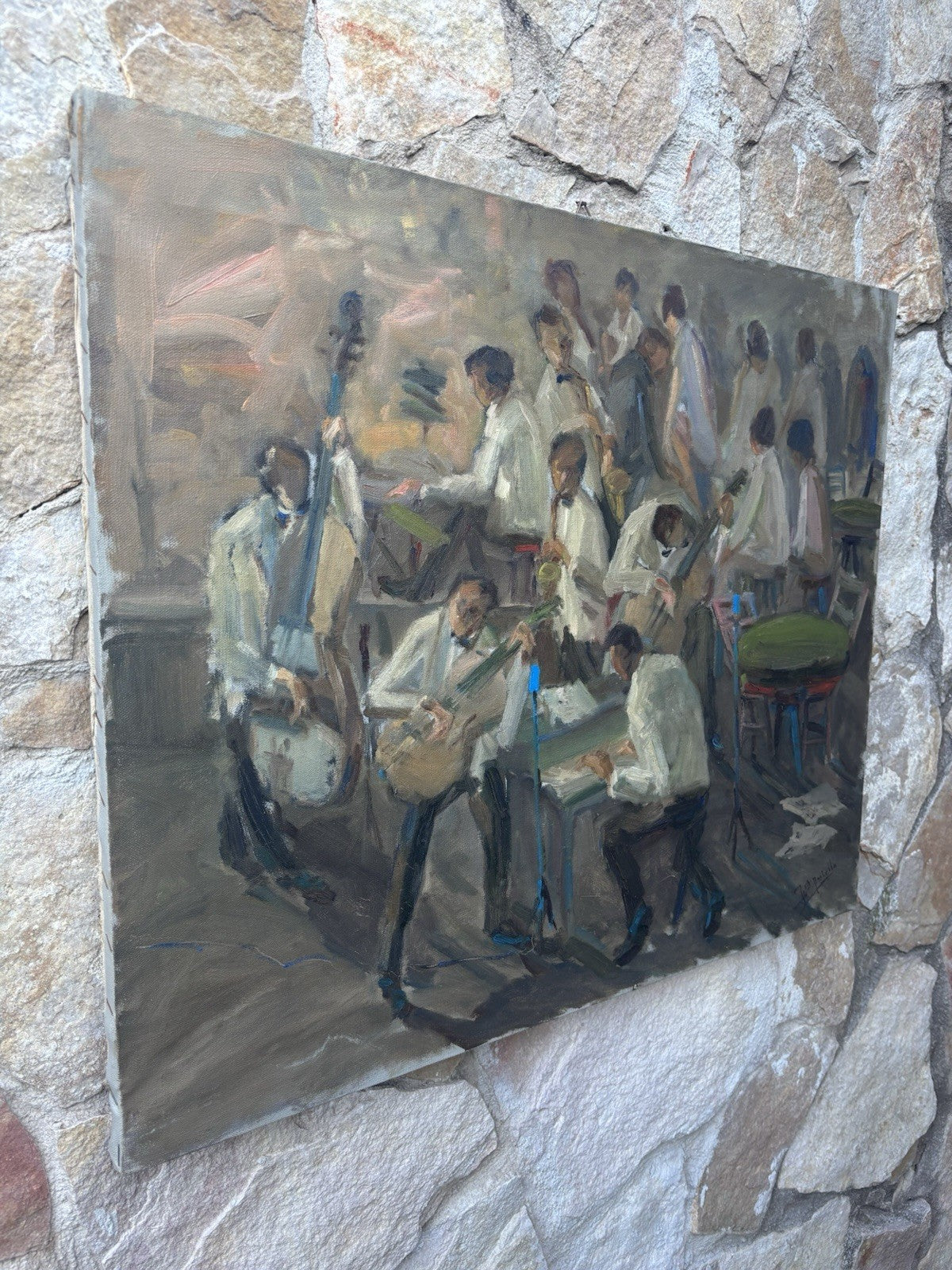 Quadro -Musicisti- Michele D’Aniello dipinto a olio su tela