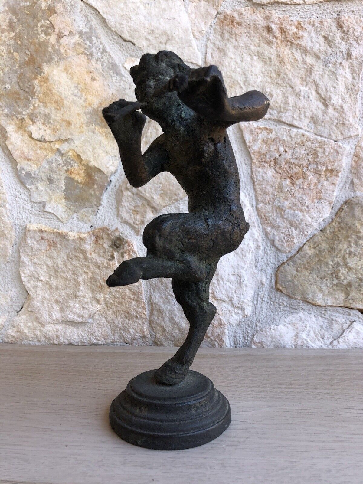 Scultura Vintage In Bronzo -Fauno Con Piffero