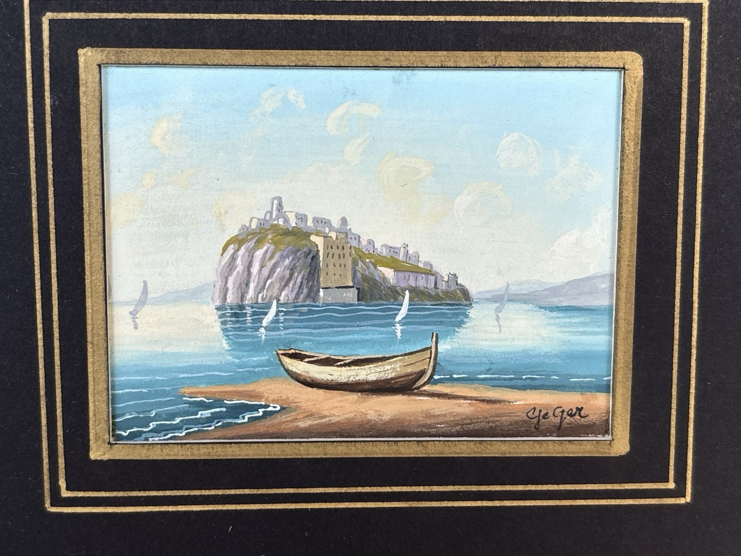 Gouache Vintage Dipinti Su Carta -Vedute Di Napoli-