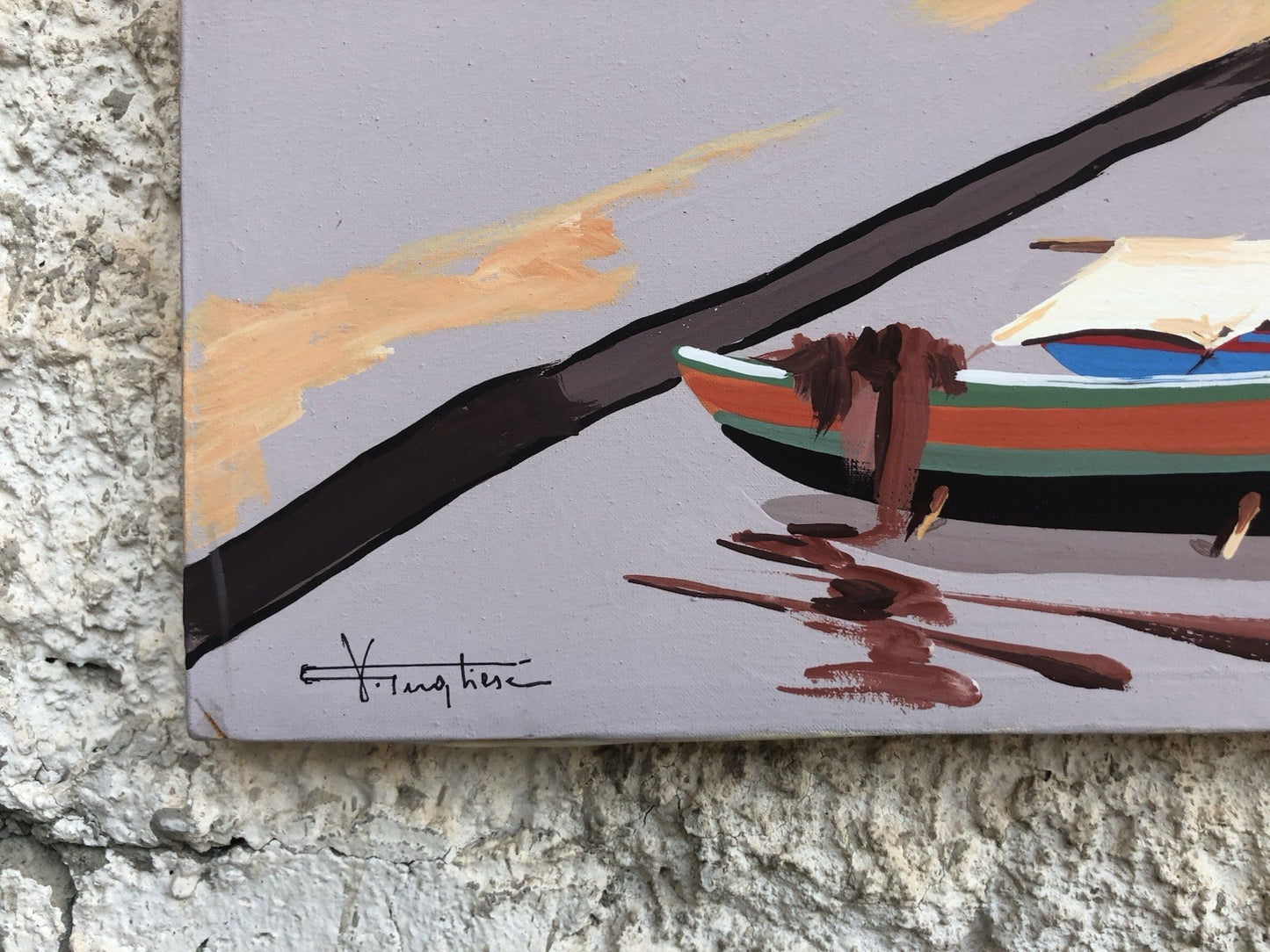 Quadro -Case Mediterranee- Vincenzo Pugliese dipinto a olio su tela