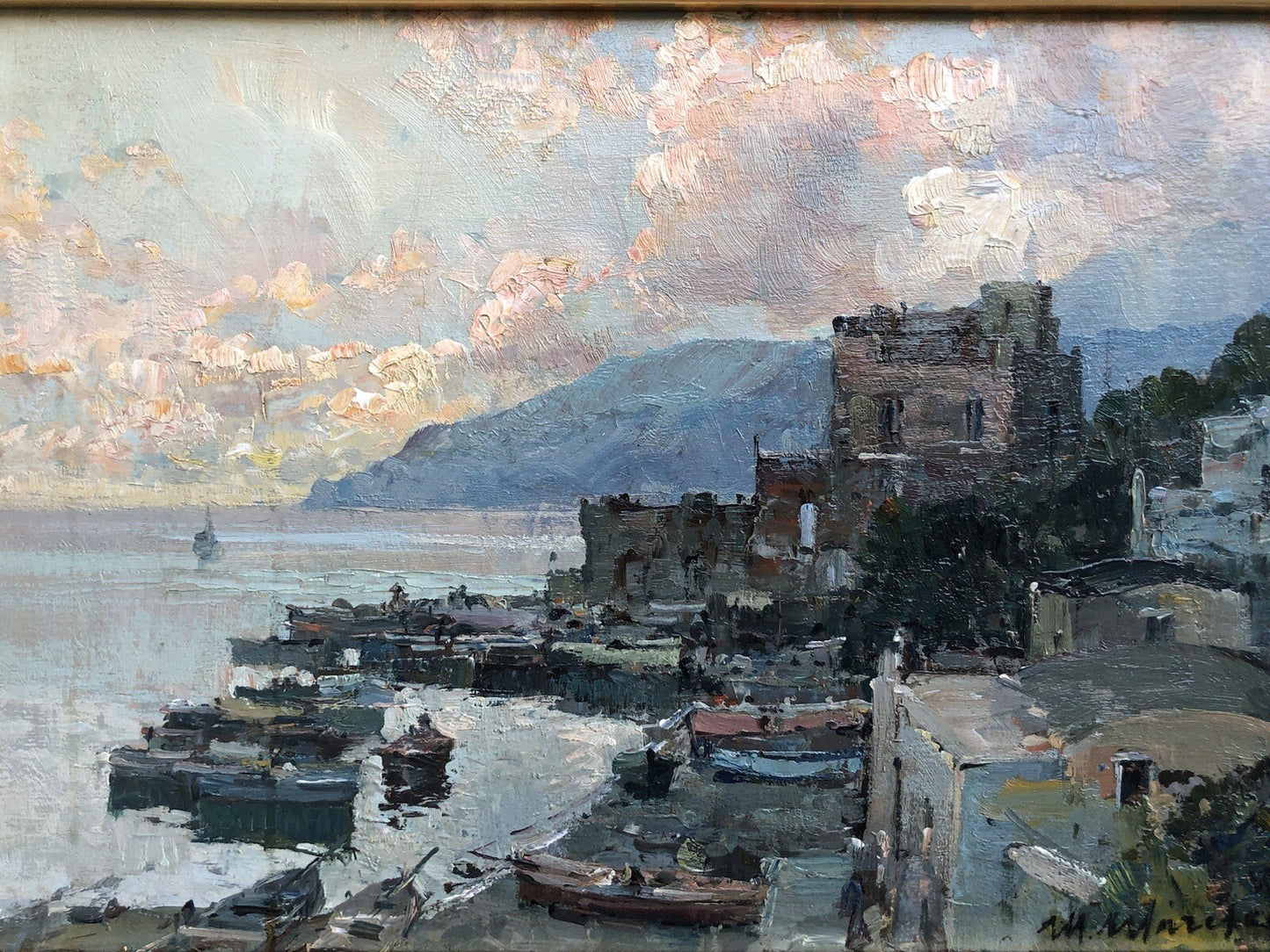 Quadro vintage -Marina- dipinto a olio su tavoletta
