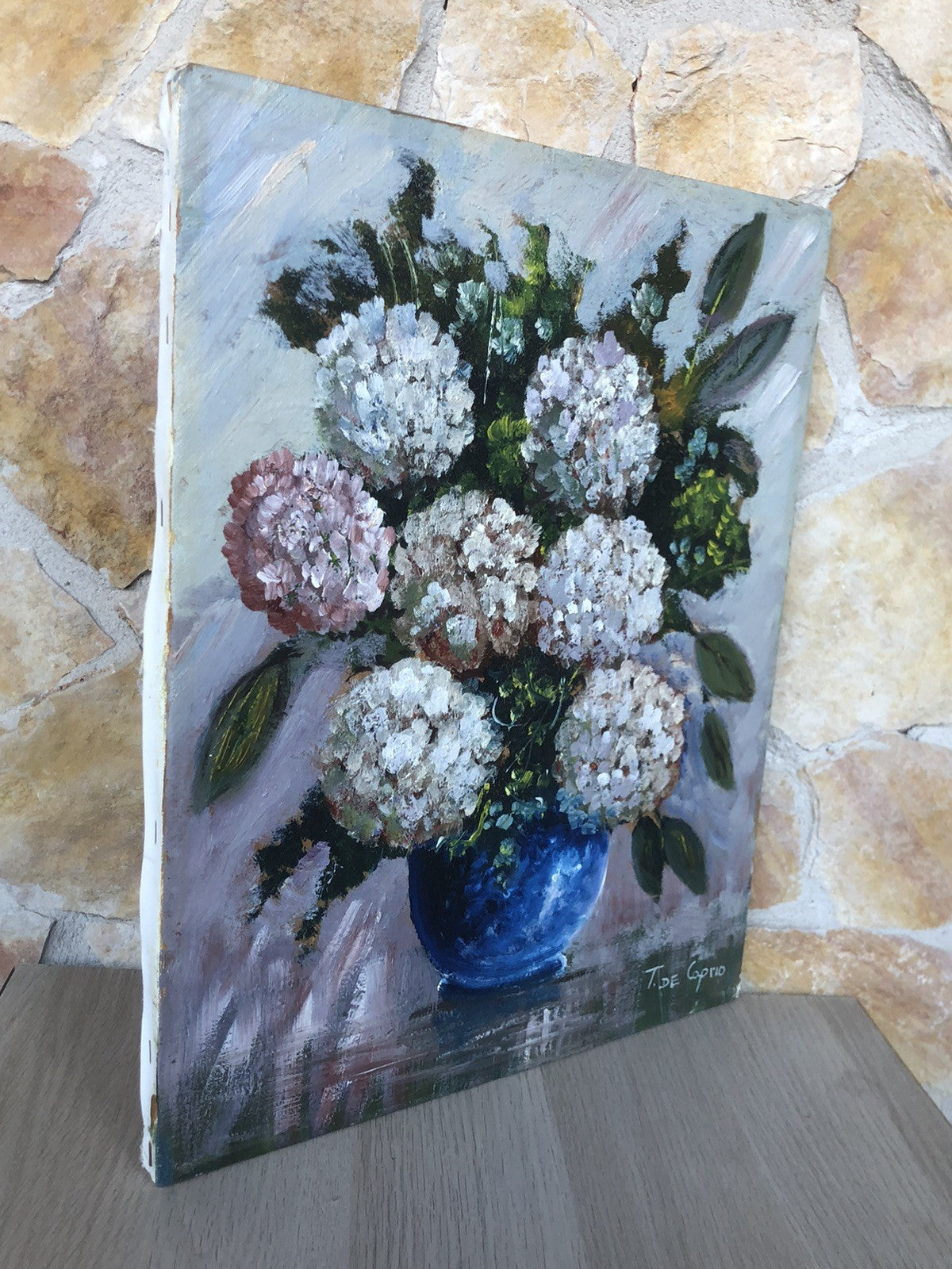 Quadro -Ortensie- dipinto a olio su tela