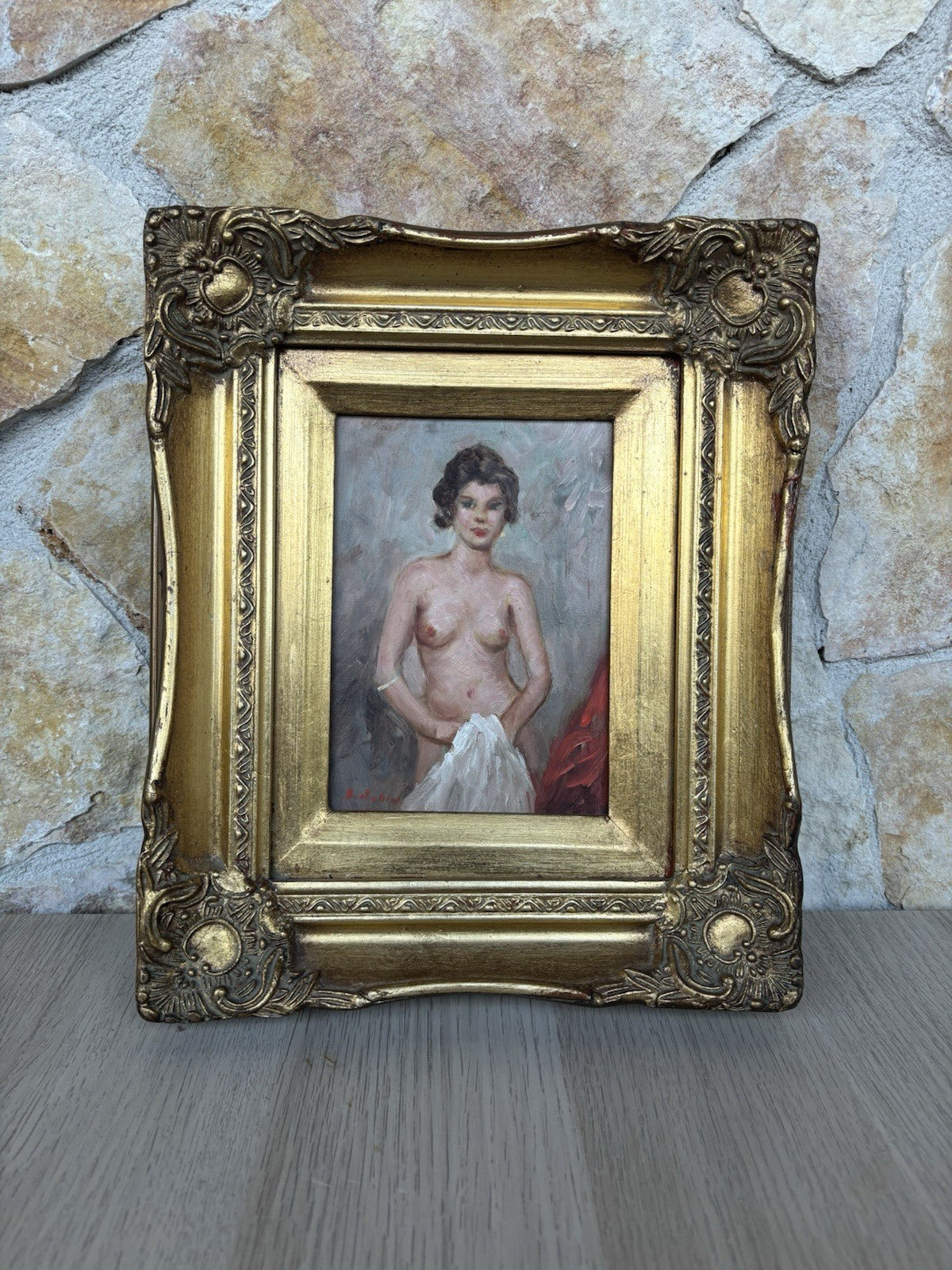 Quadro -Mezzo Nudo- dipinto a olio su tavoletta