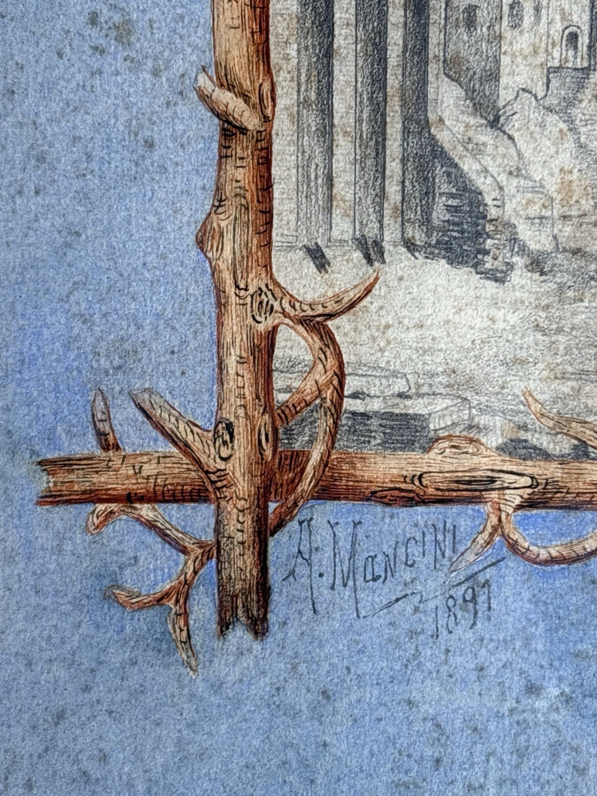 Quadro antico -Palazzo Donn’Anna- realizzato a tecnica mista