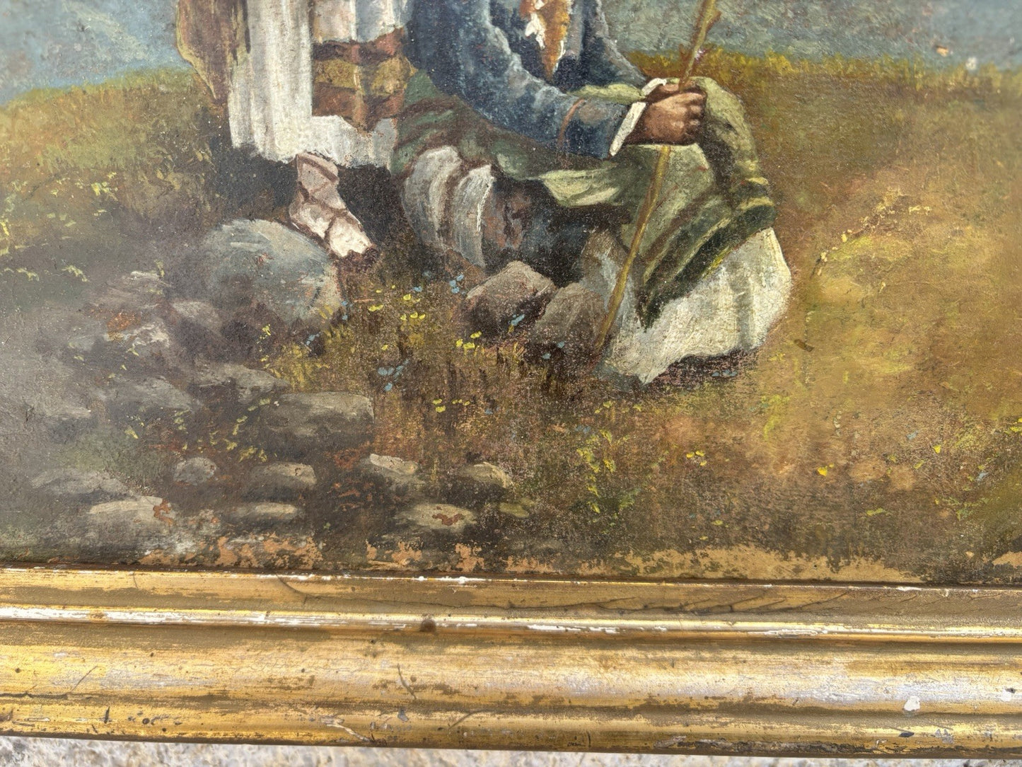 Quadro antico -Paesaggio Con Contadini- Stefano Bruzzi dipinto a olio