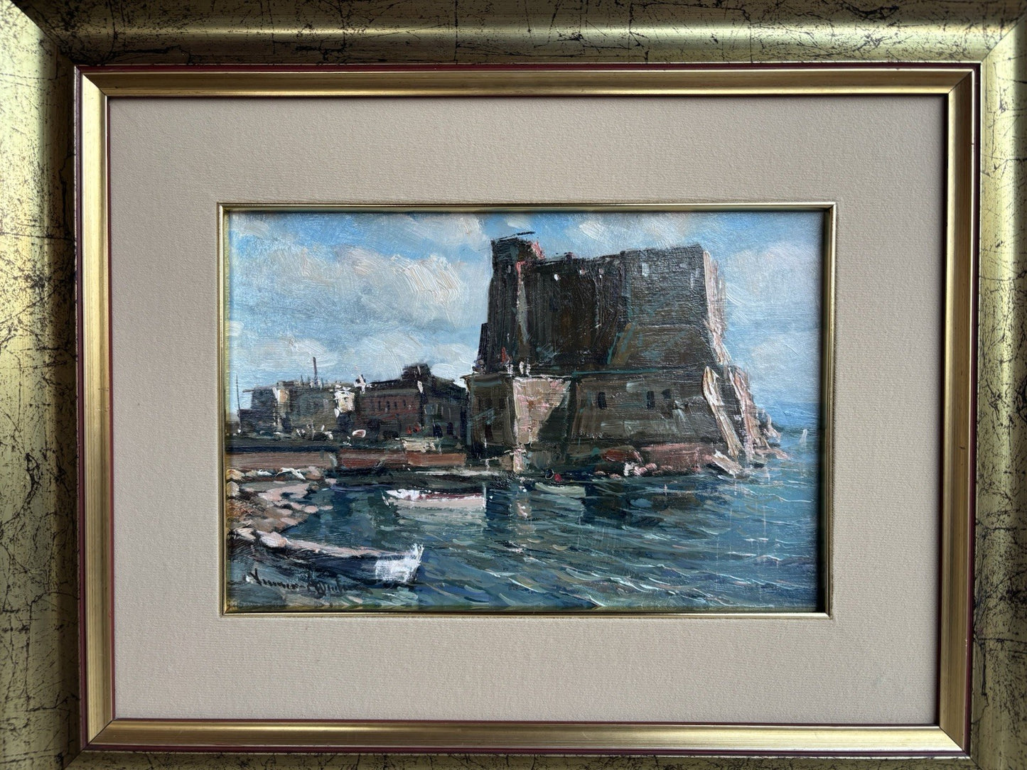 Quadro -Castel Dell’Ovo- Vincenzo Aprile dipinto a olio