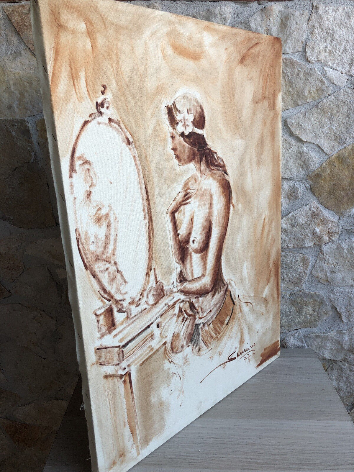 Quadro vintage -Nudo- dipinto a olio su tela