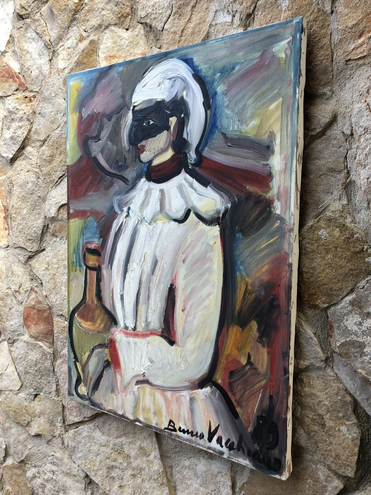 Quadro -Pulcinella- dipinto a olio su tela