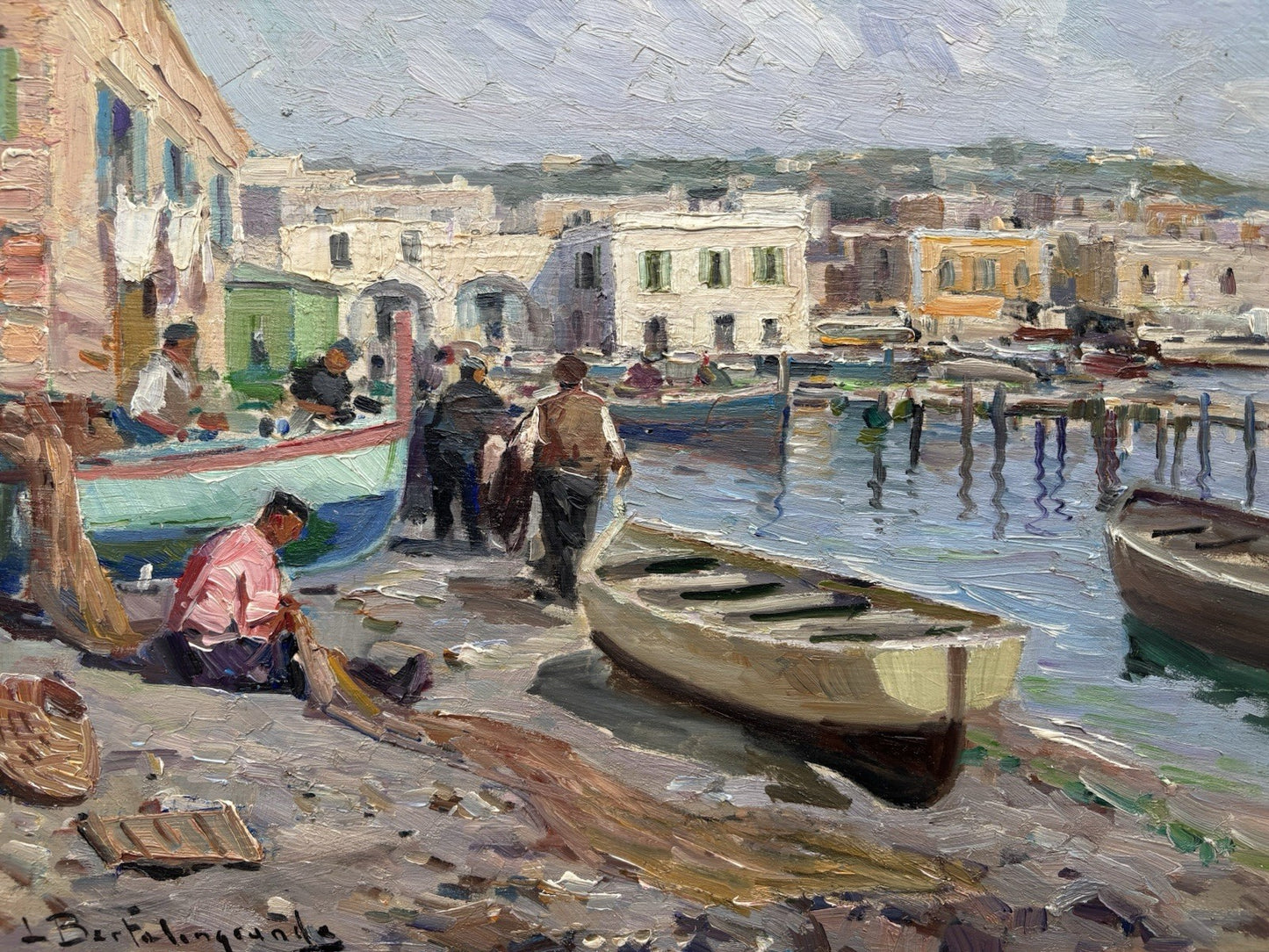 Quadro -Al Porto- Luigi Bertolingrande- dipinto a olio
