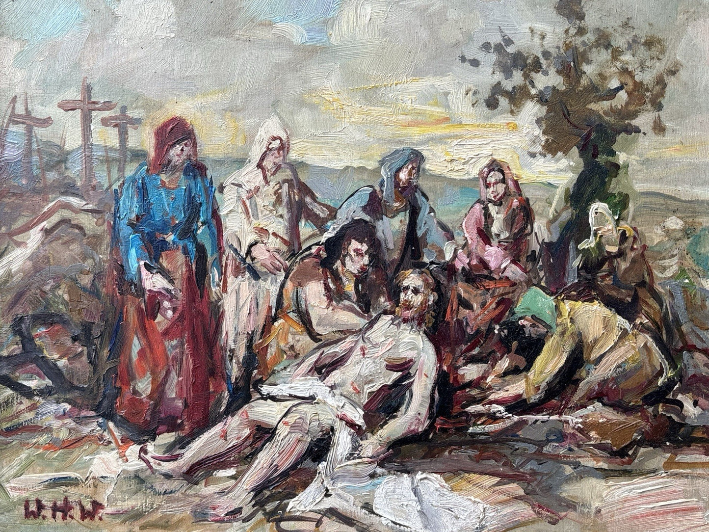 Quadro -Scena Religiosa- Wilken’s Hans Desiderio- dipinto a olio su tavoletta