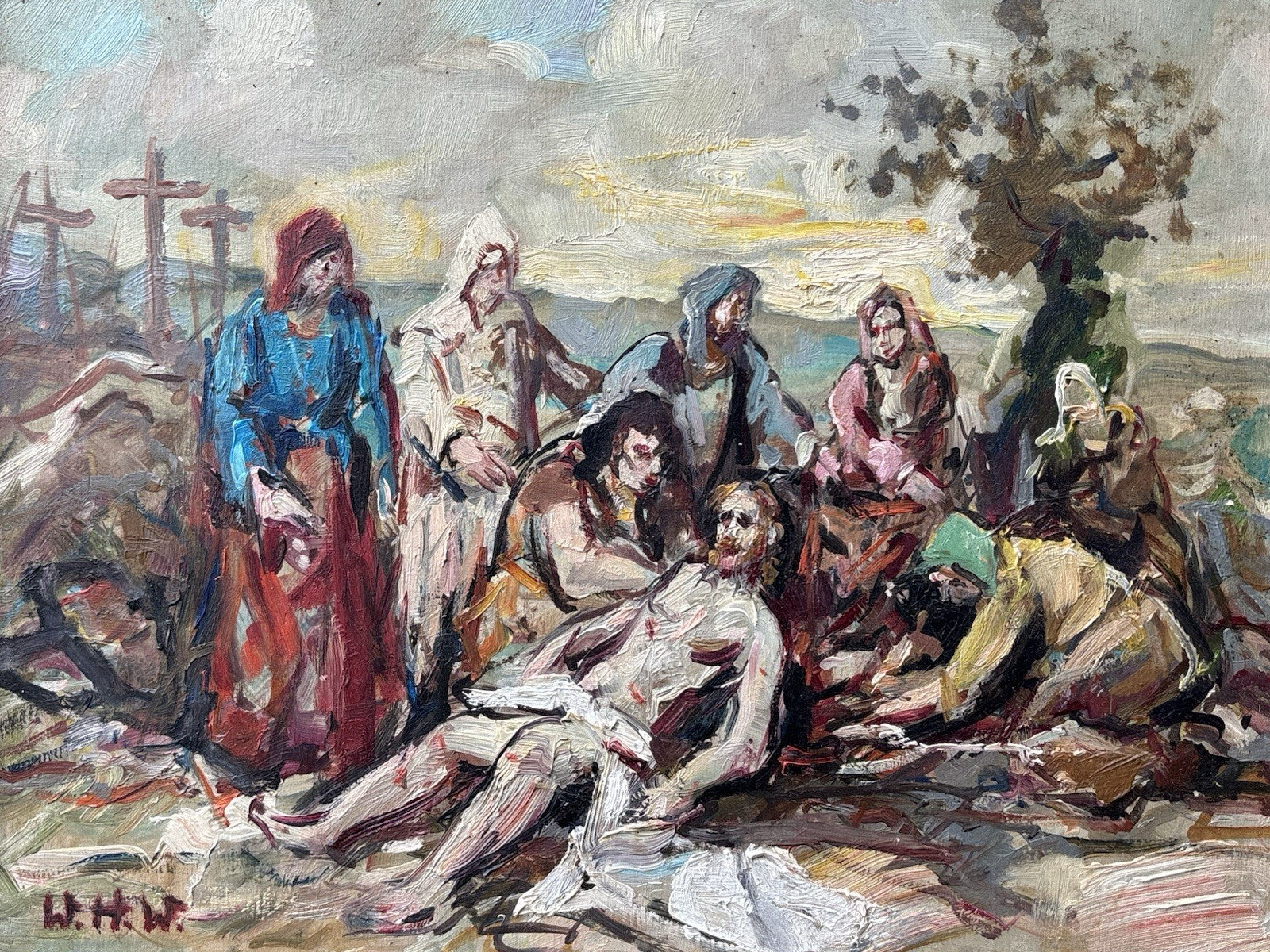Quadro -Scena Religiosa- Wilken’s Hans Desiderio- dipinto a olio su tavoletta