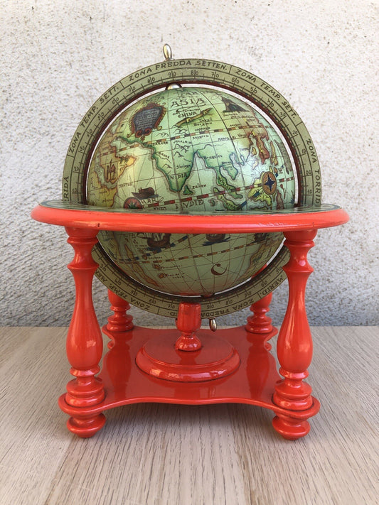 Mappamondo Globo Vintage In Legno