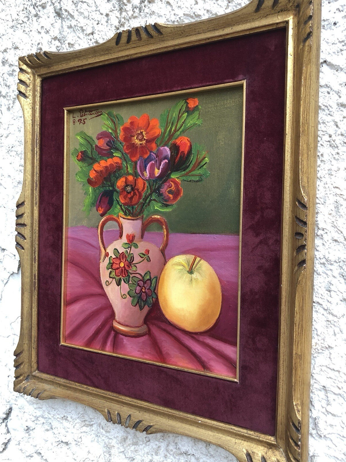 Quadro vintage -Vaso Con Fiori- dipinto a olio