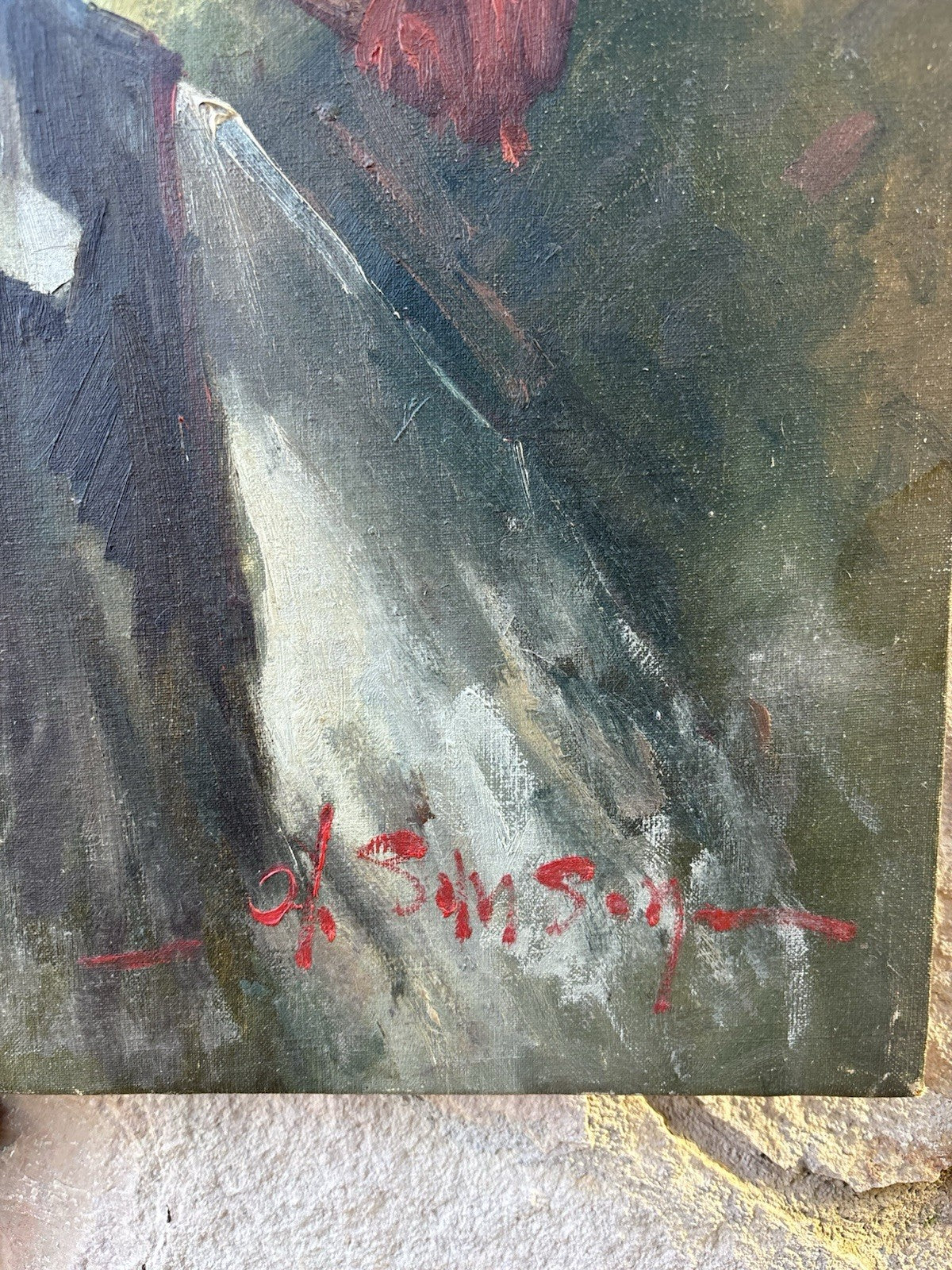 Quadro -Anziano Con Pipa- Angelo Sansone- dipinto a olio su tela