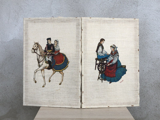 Coppia di quadri stampe su tela lino vintage - Soggetti Sardi