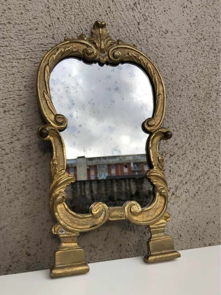Specchio vintage in ottone dorato