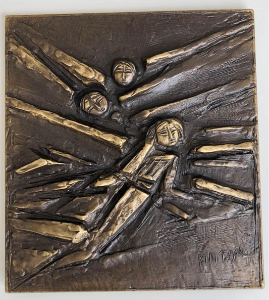 Scultura altorilievo in bronzo- Mario Pinton “Il Volo”