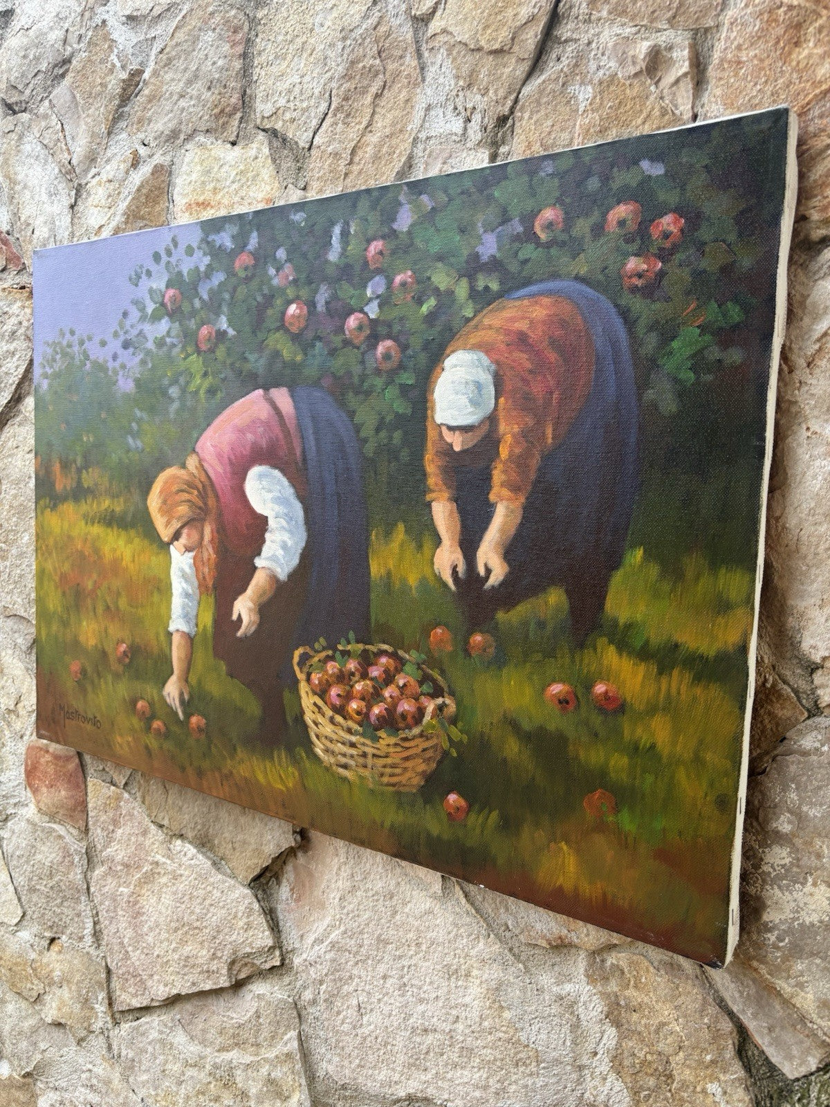 Quadro -La Raccolta- Adolfo Mastrovito dipinto a olio su tela