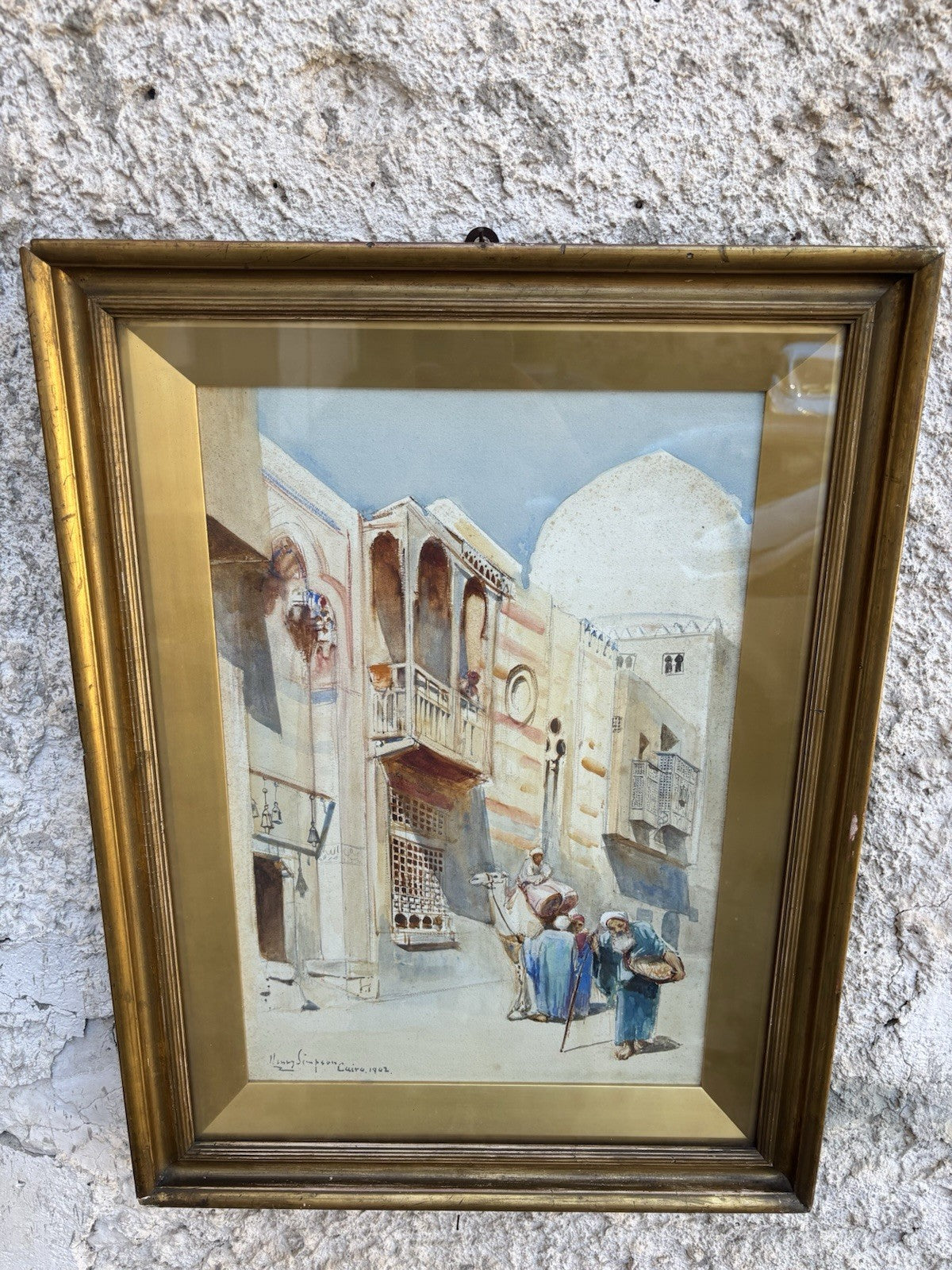 Quadro antico -Il Cairo- Henry Simpson realizzato ad acquerello su carta