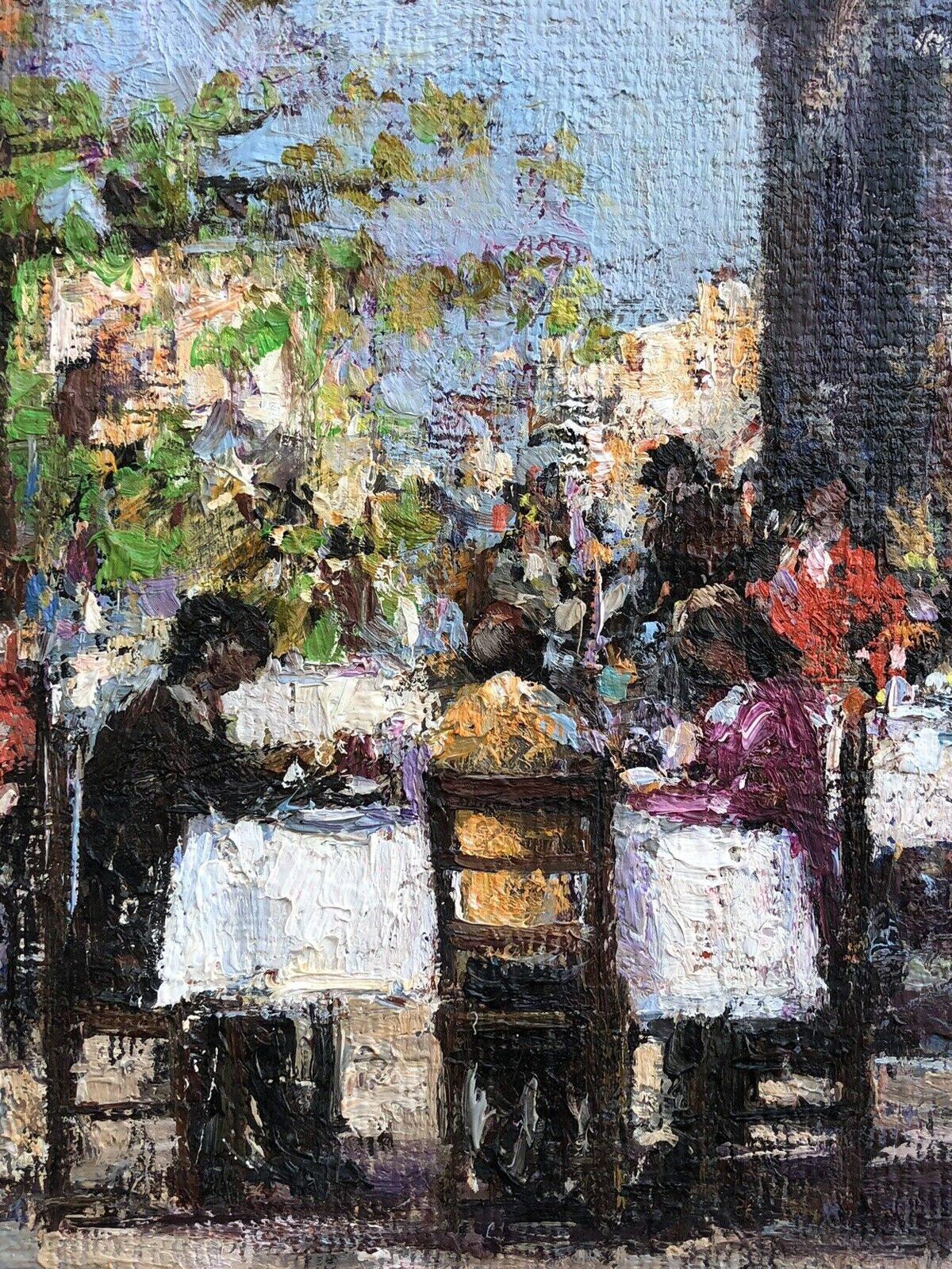 Quadro vintage -Figure Al Tavolo- dipinto a olio su tela