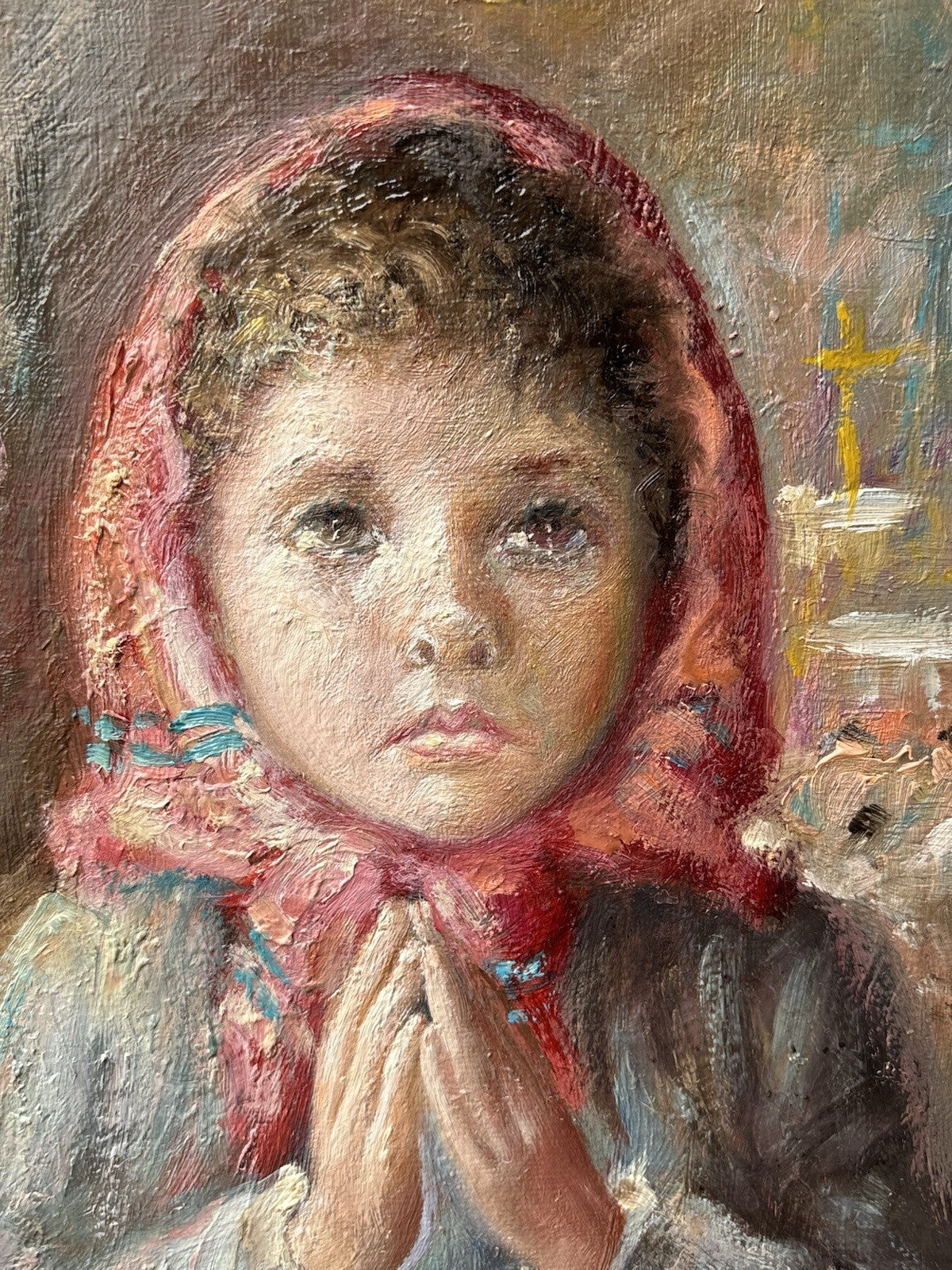 Quadro -Fanciulla In Preghiera- Salvatore Ciaurro- dipinto a olio