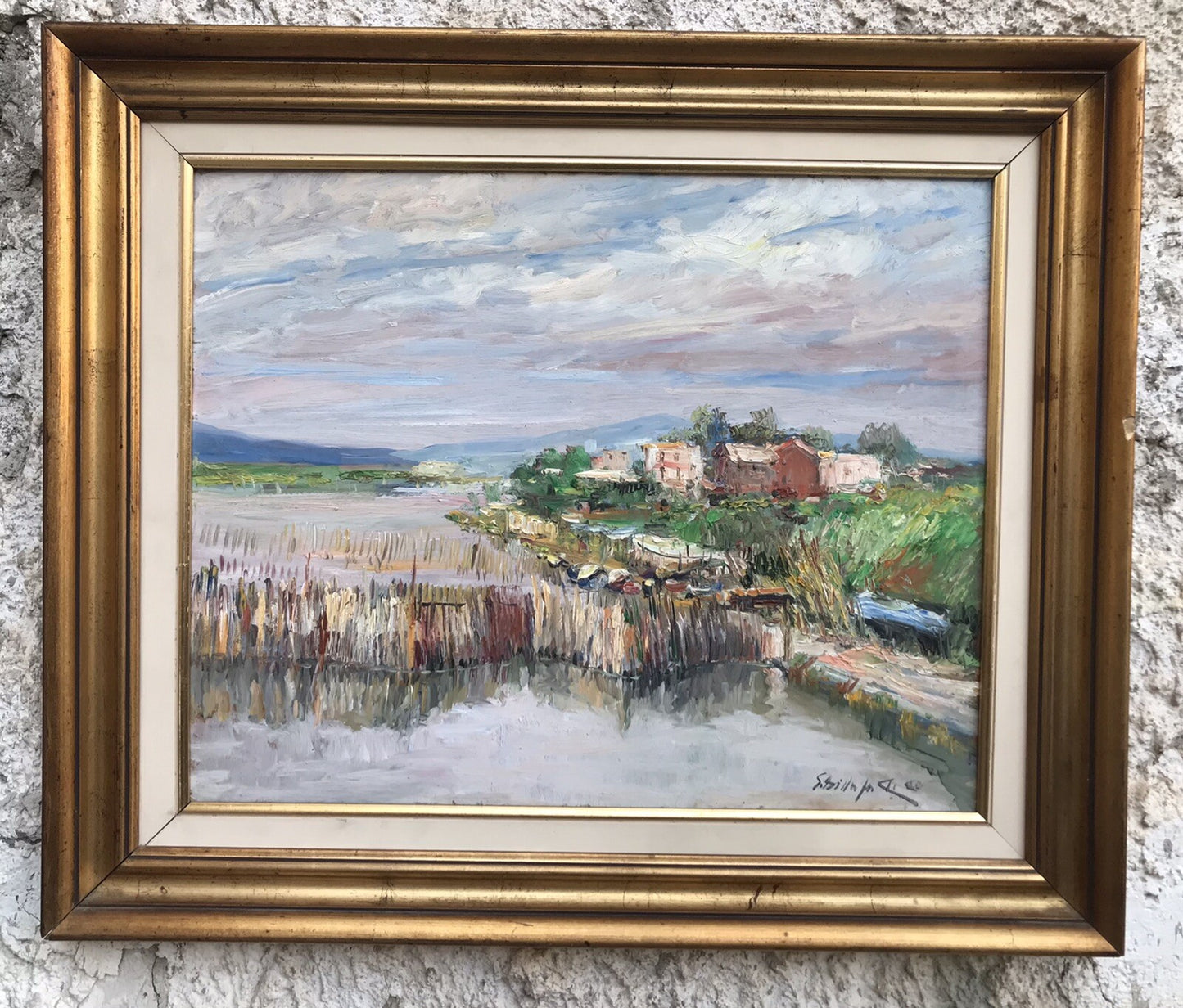 Quadro vintage -Lago Patria- dipinto a olio