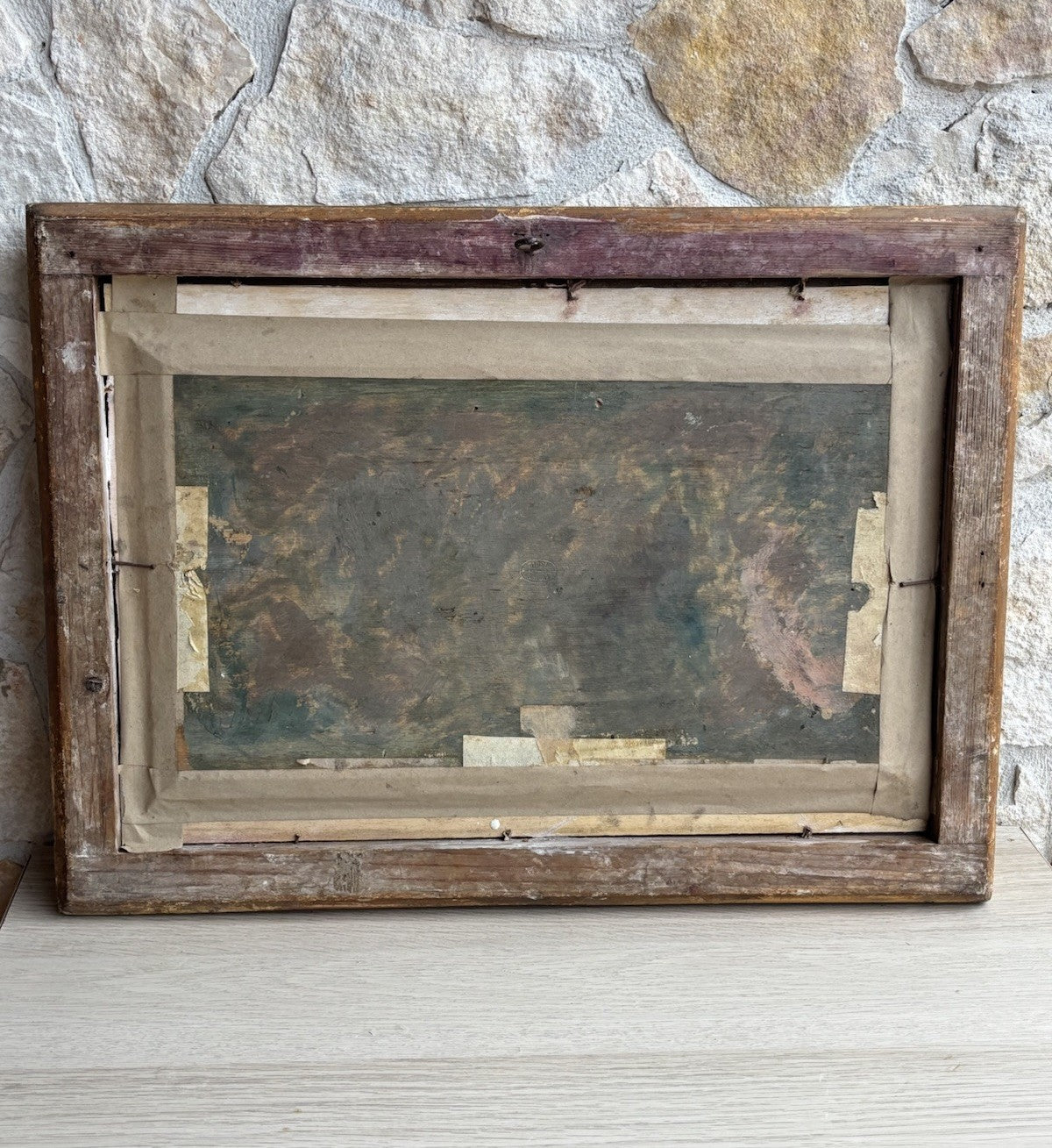 Quadro antico - Paesaggio Con Marina- dipinto a olio su tavola