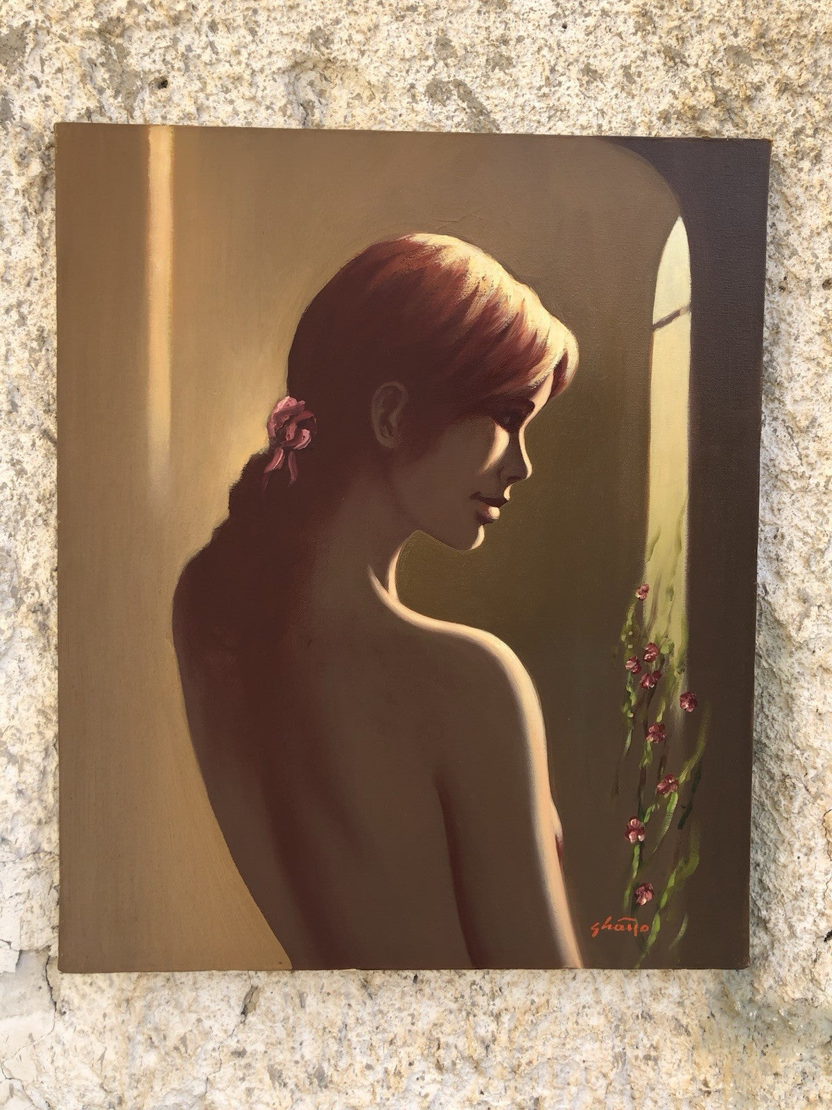 Quadro -Profilo Di Donna- dipinto a olio su tela
