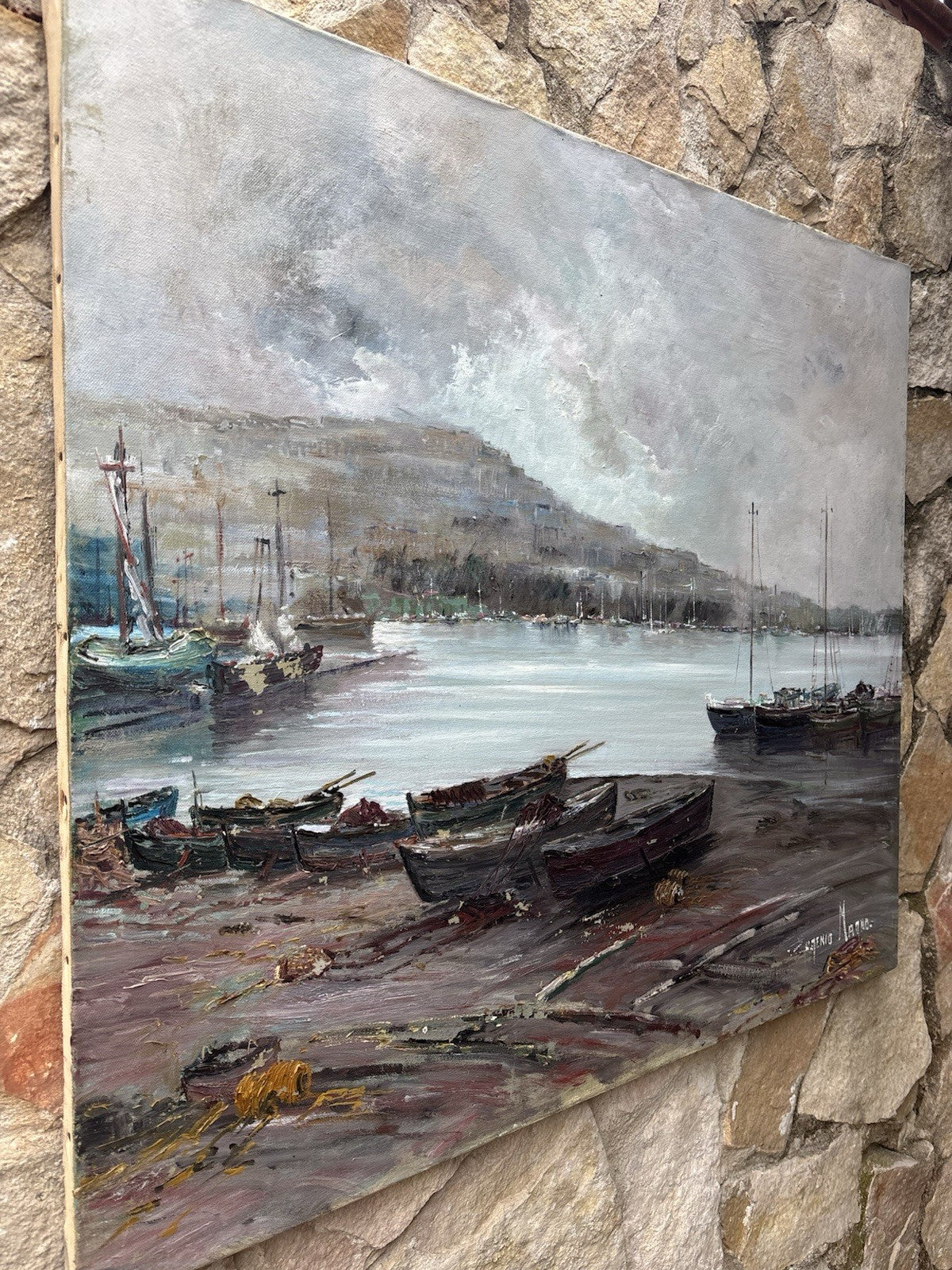 Quadro -Marina Di Mergellina- Eugenio Magno- dipinto a olio su tela