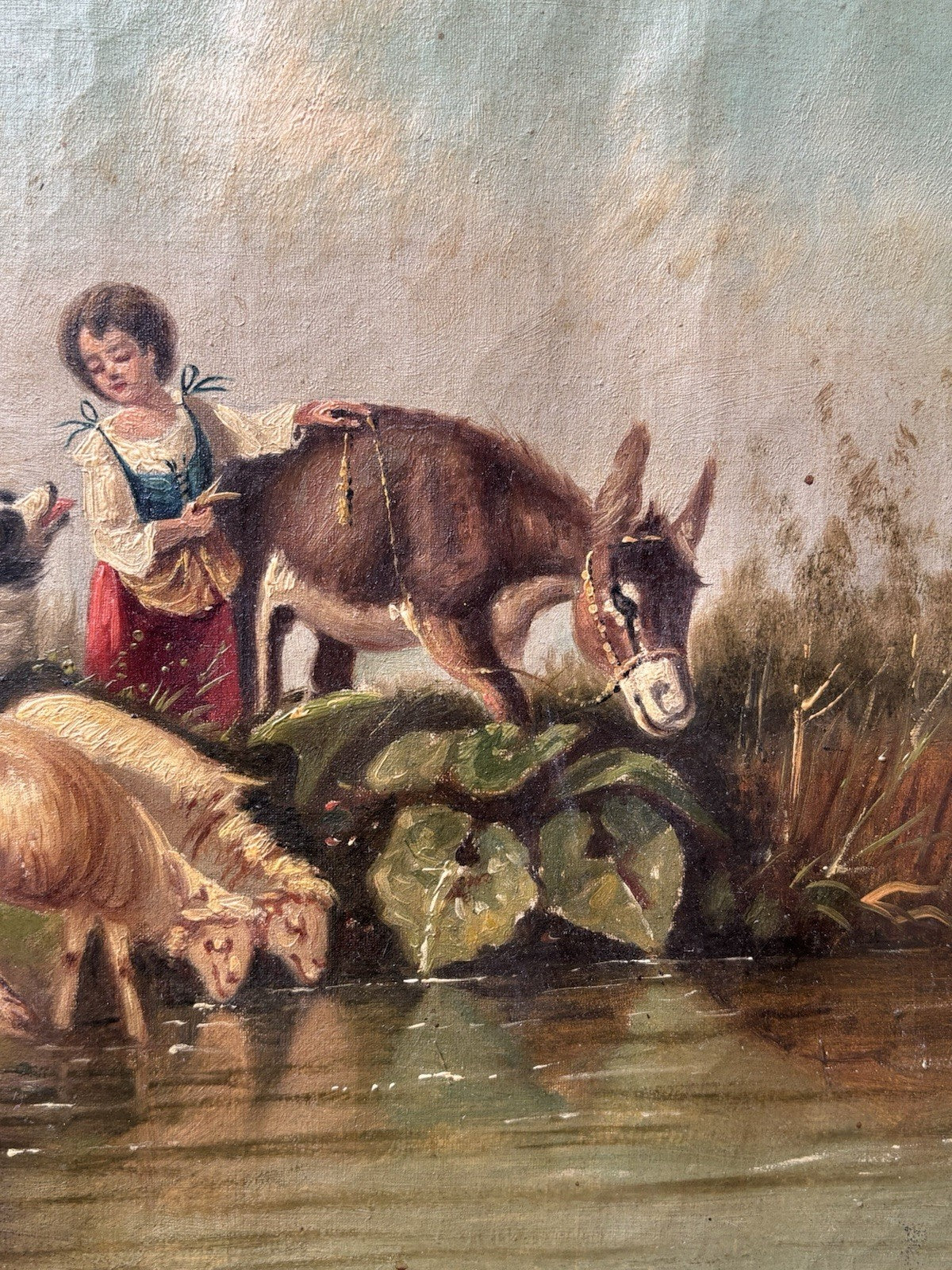 Quadro antico -Paesaggio Bucolico- dipinto a olio su tela