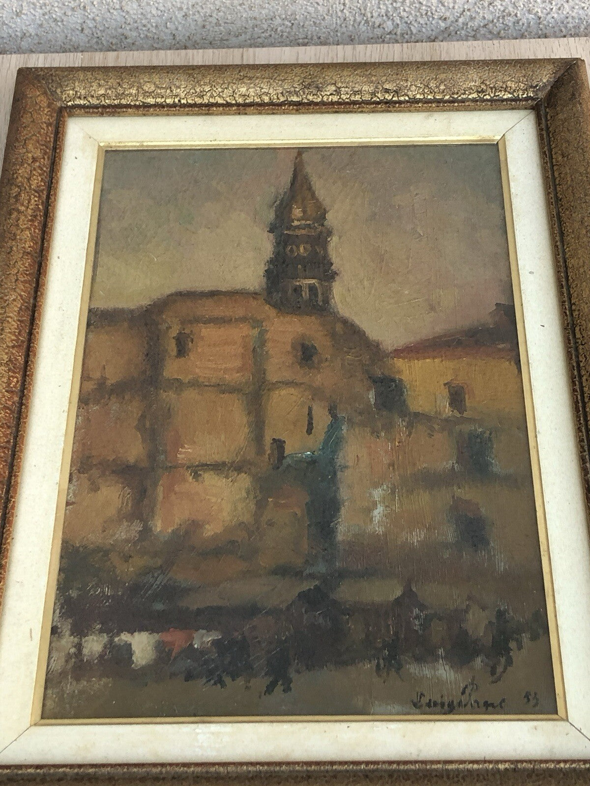 Vecchio Quadro -Nei Pressi Del Campanile- dipinto a olio su tavoletta