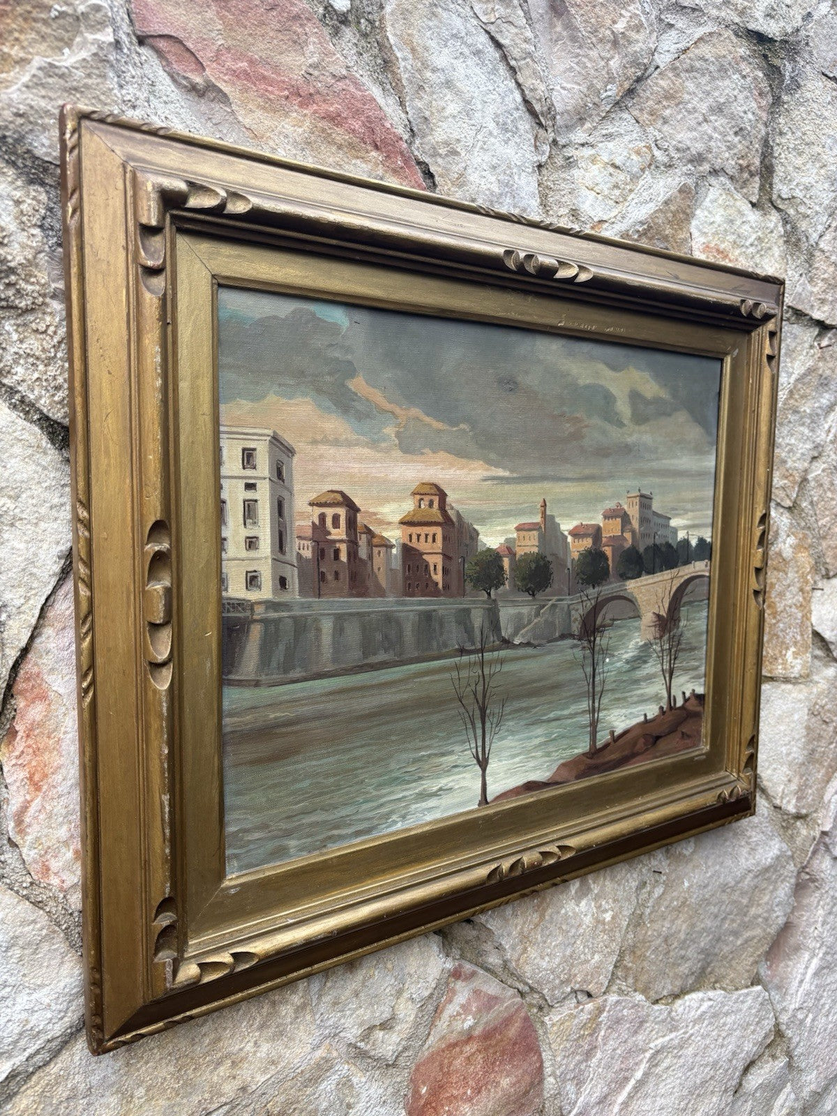 Quadro -Paesaggio Di Città- dipinto a olio su tela