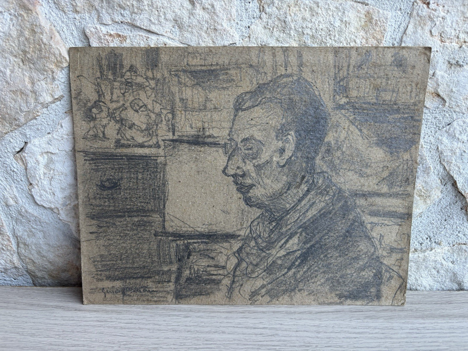 Quadro -Figura Di Uomo- Guido Casciaro disegno a matita su cartoncino