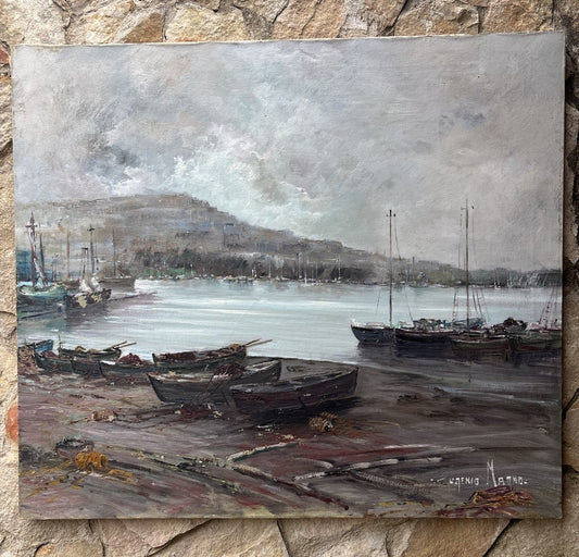 Quadro -Marina Di Mergellina- Eugenio Magno- dipinto a olio su tela