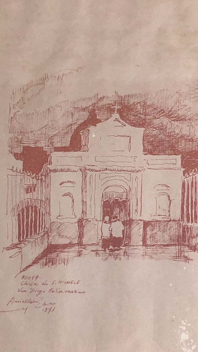 Quadro -Chiesa Di S.Michele- disegno a tecnica mista su carta
