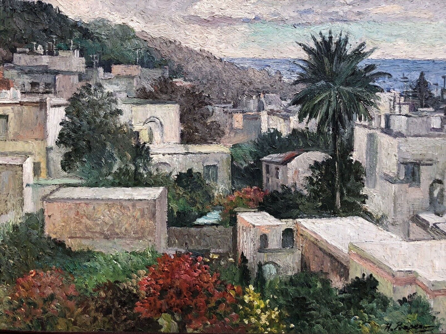 Quadro vintage -Paesaggio- dipinto a olio su masonite