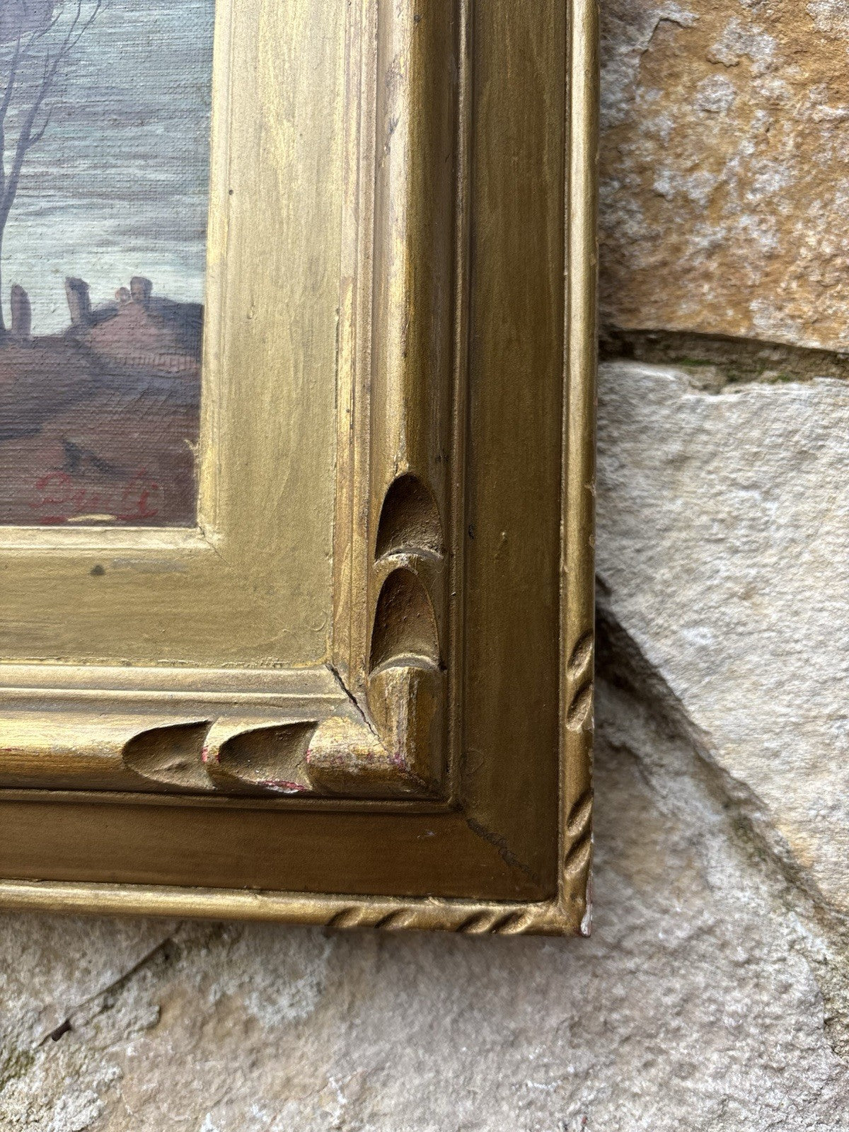 Quadro -Paesaggio Di Città- dipinto a olio su tela