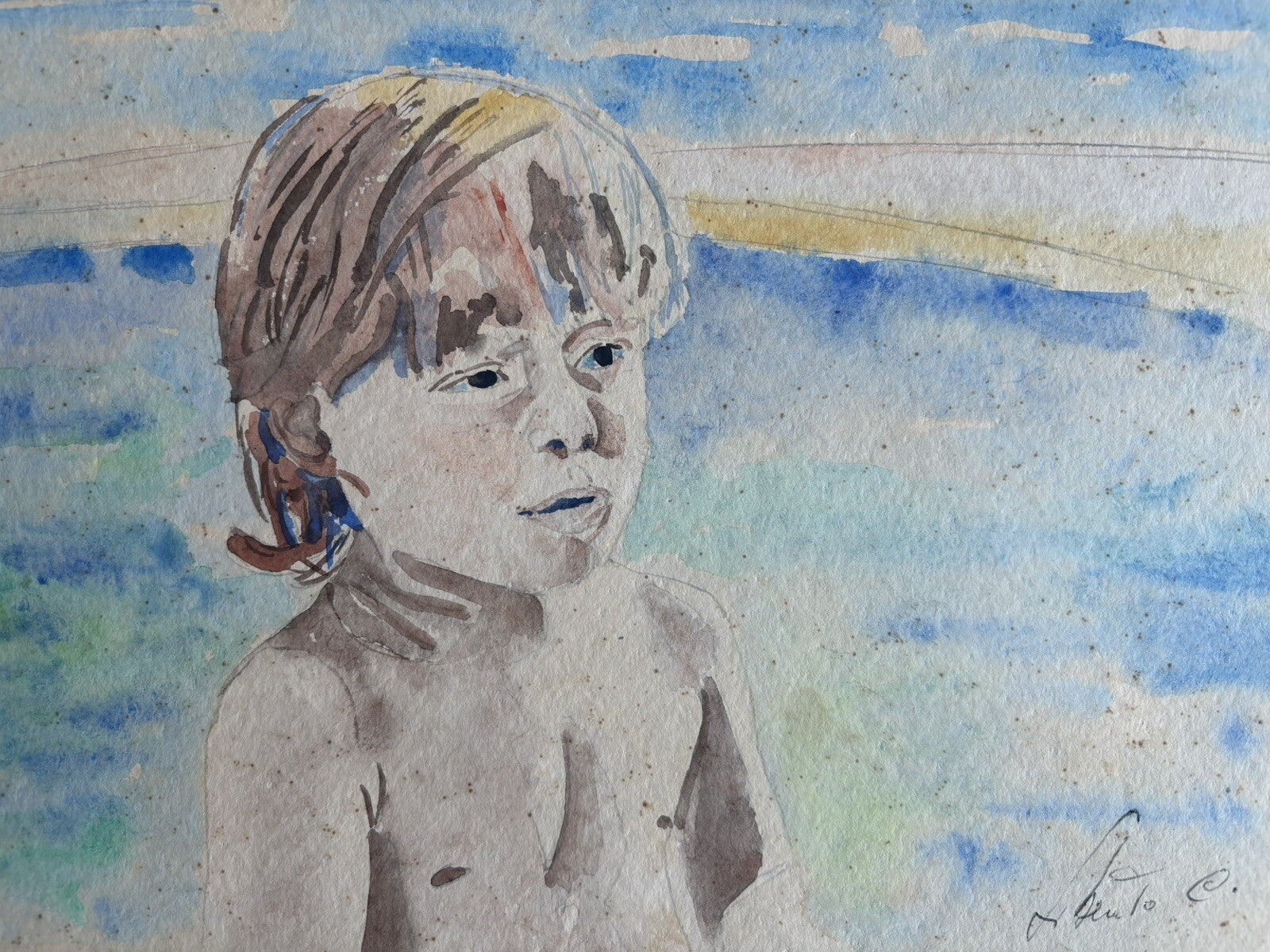 Quadro -Figura Bambino- acquerello su carta