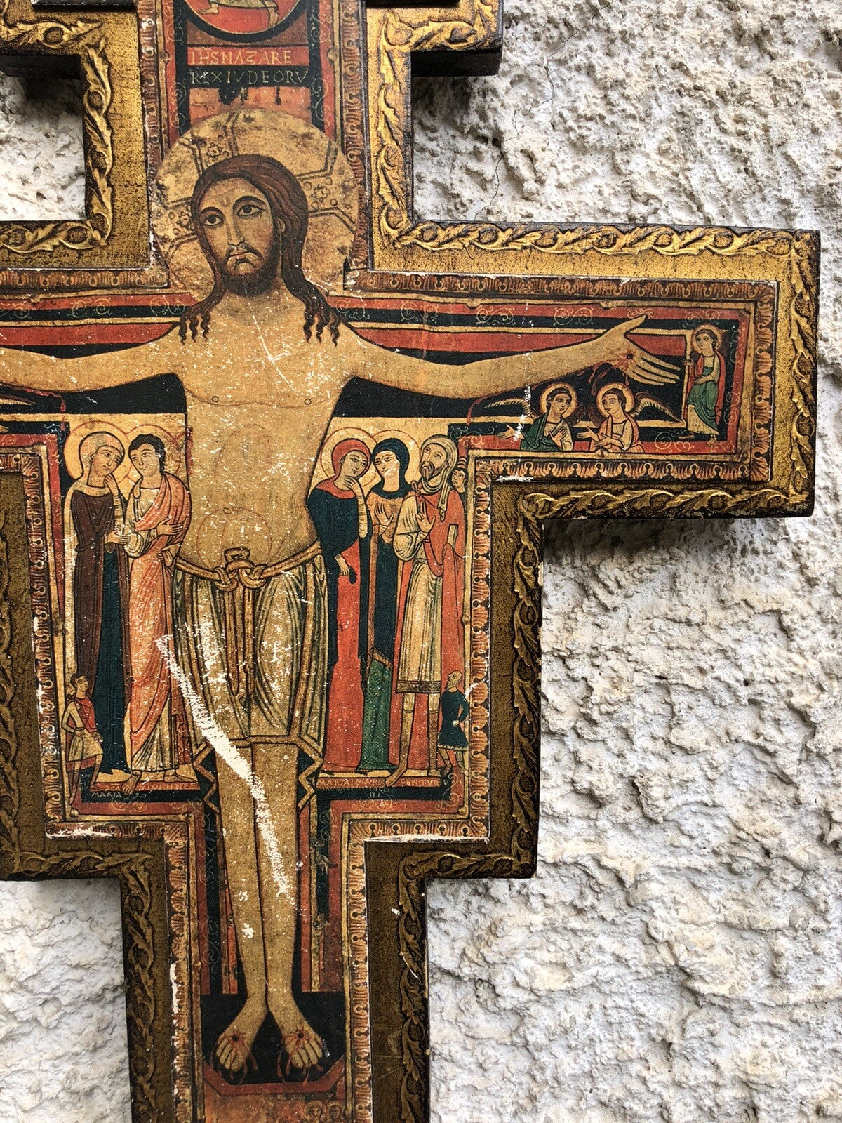 Croce Crocifisso Vintage In Legno Stile Fiorentino