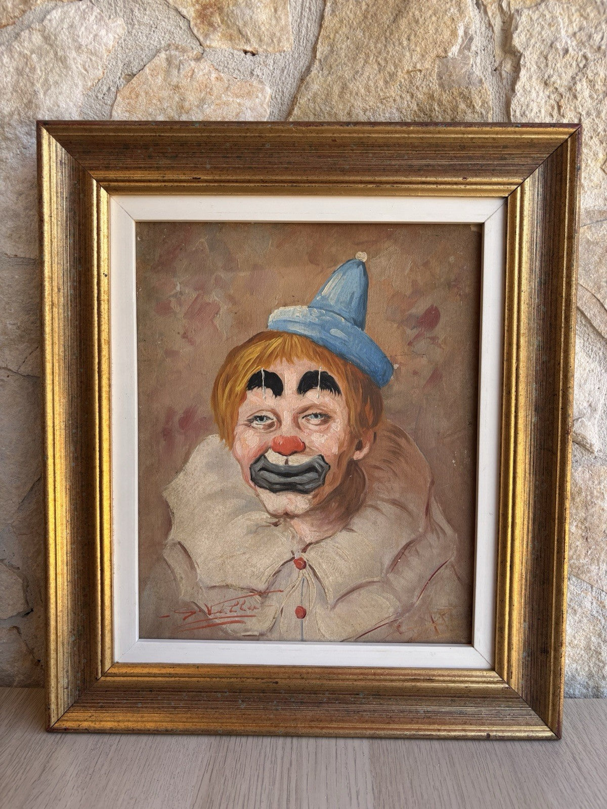 Quadro -Clown- dipinto a olio su tavoletta