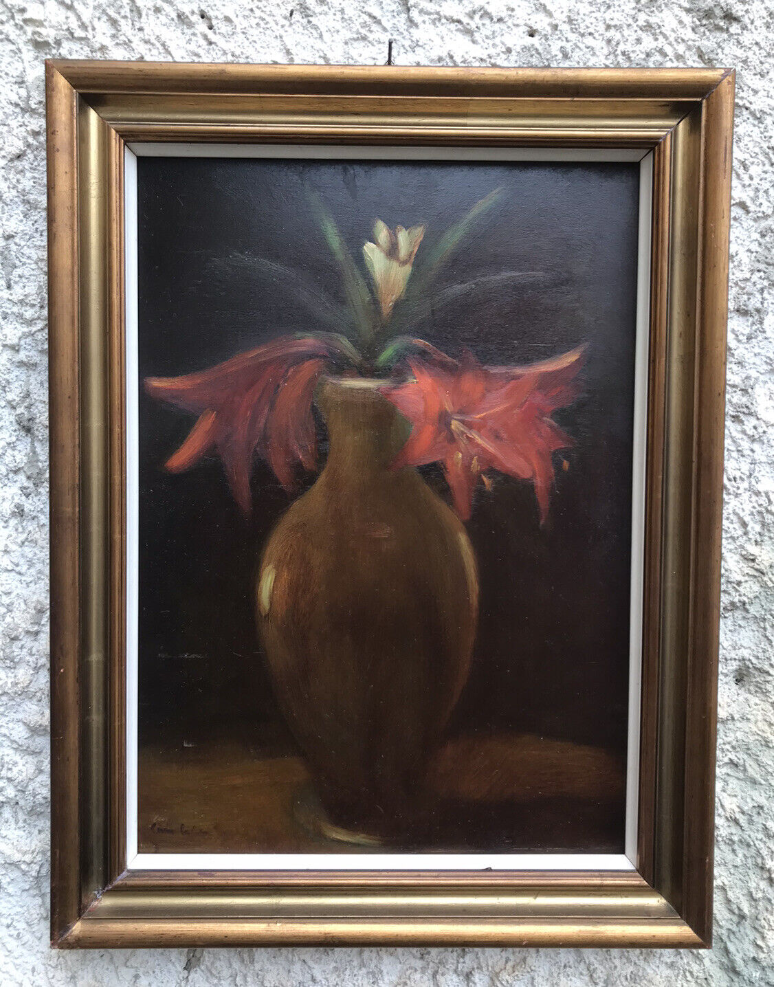 QUADRO VINTAGE-COMPOSIZIONE FLOREALE-DIPINTO A OLIO