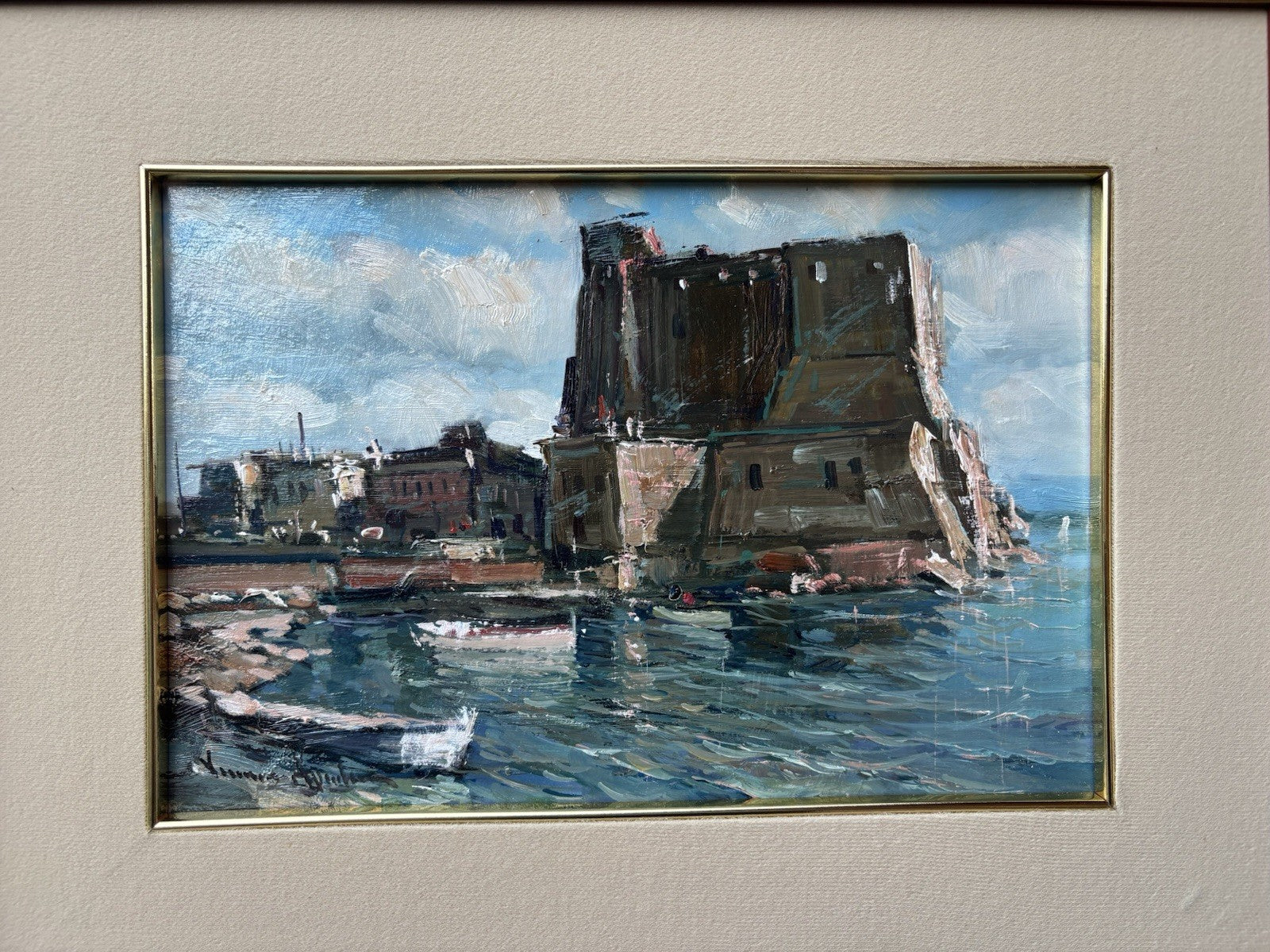 Quadro -Castel Dell’Ovo- Vincenzo Aprile dipinto a olio