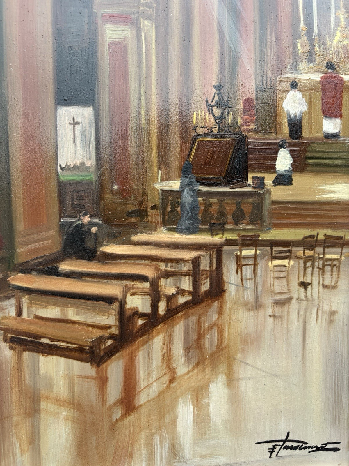 Quadro -Interno Di Chiesa- Francesco Tammaro dipinto a olio