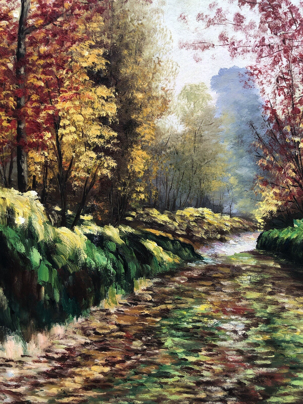Quadro vintage -Paesaggio Boschivo- dipinto a olio su masonite