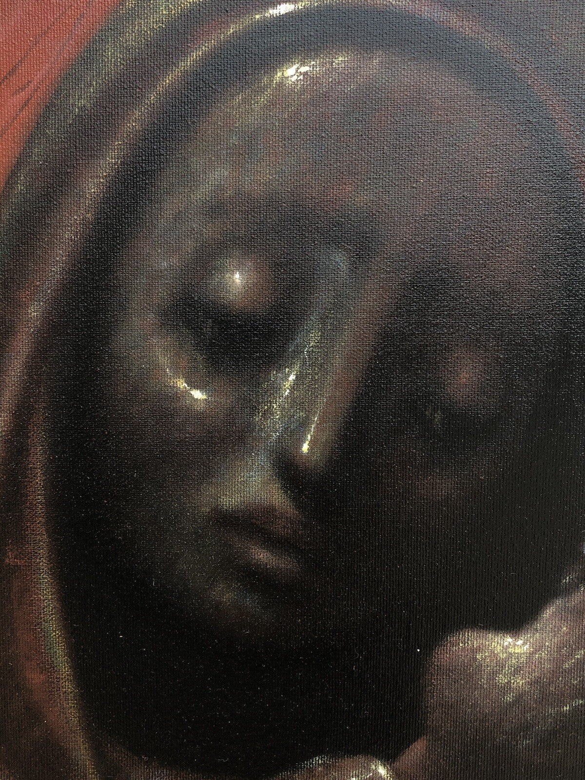 Quadro vintage -Madonna Nera- dipinto a olio su tela