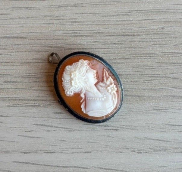 Spilla Ciondolo Cammeo In Argento 925