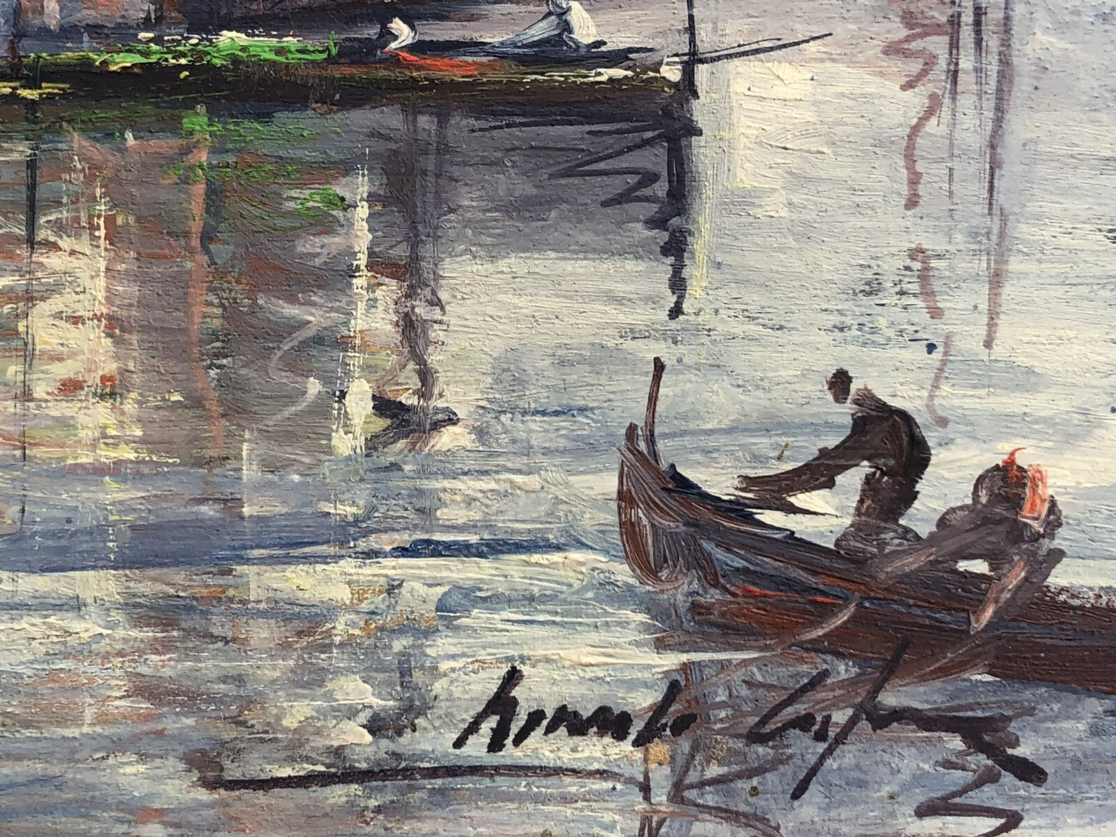 Quadro vintage -Marina- dipinto a olio su tavoletta