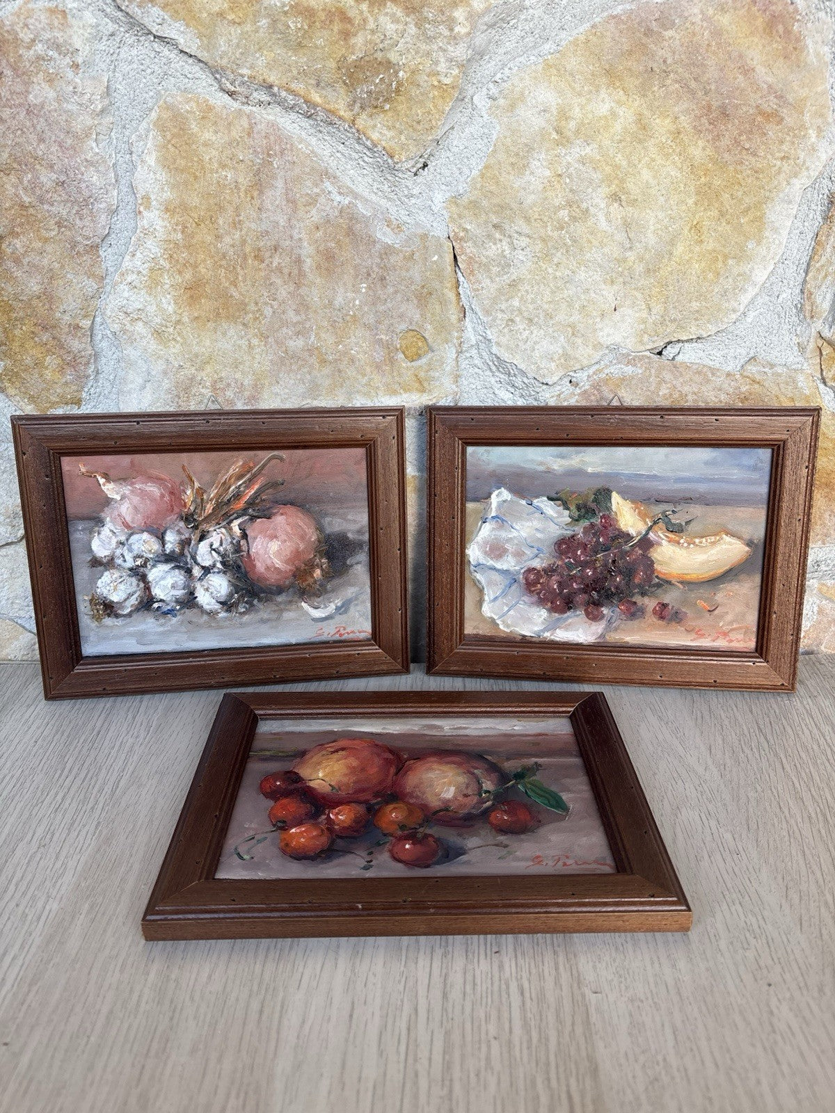 Tris di quadri miniature -Natura Morta- Giovanni Pane- dipinti a olio