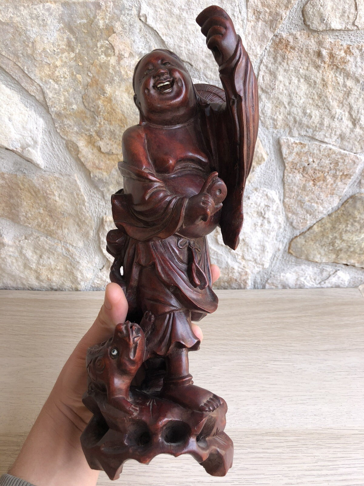 Scultura Cinese Vintage In Legno